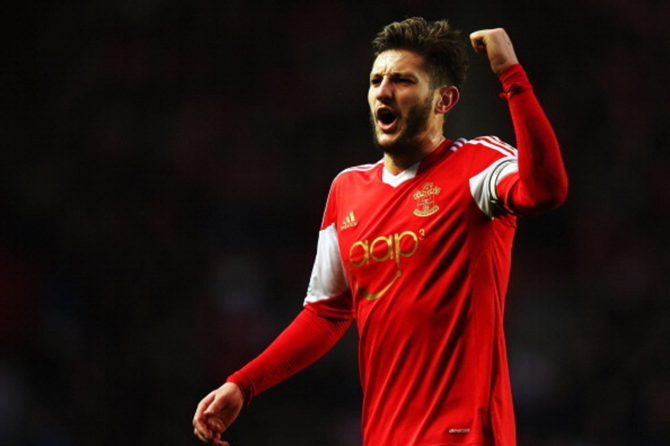 SOUTHAMPTON, ENGLAND - JANUARY 11:  Adam Lallana of Southampton reacts during the Barclays Premier League match between Southampton and West Bromwich Albion at St Mary's Stadium on January 11, 2014 in Southampton, England.  (Photo by Bryn Lennon/Getty Ima
