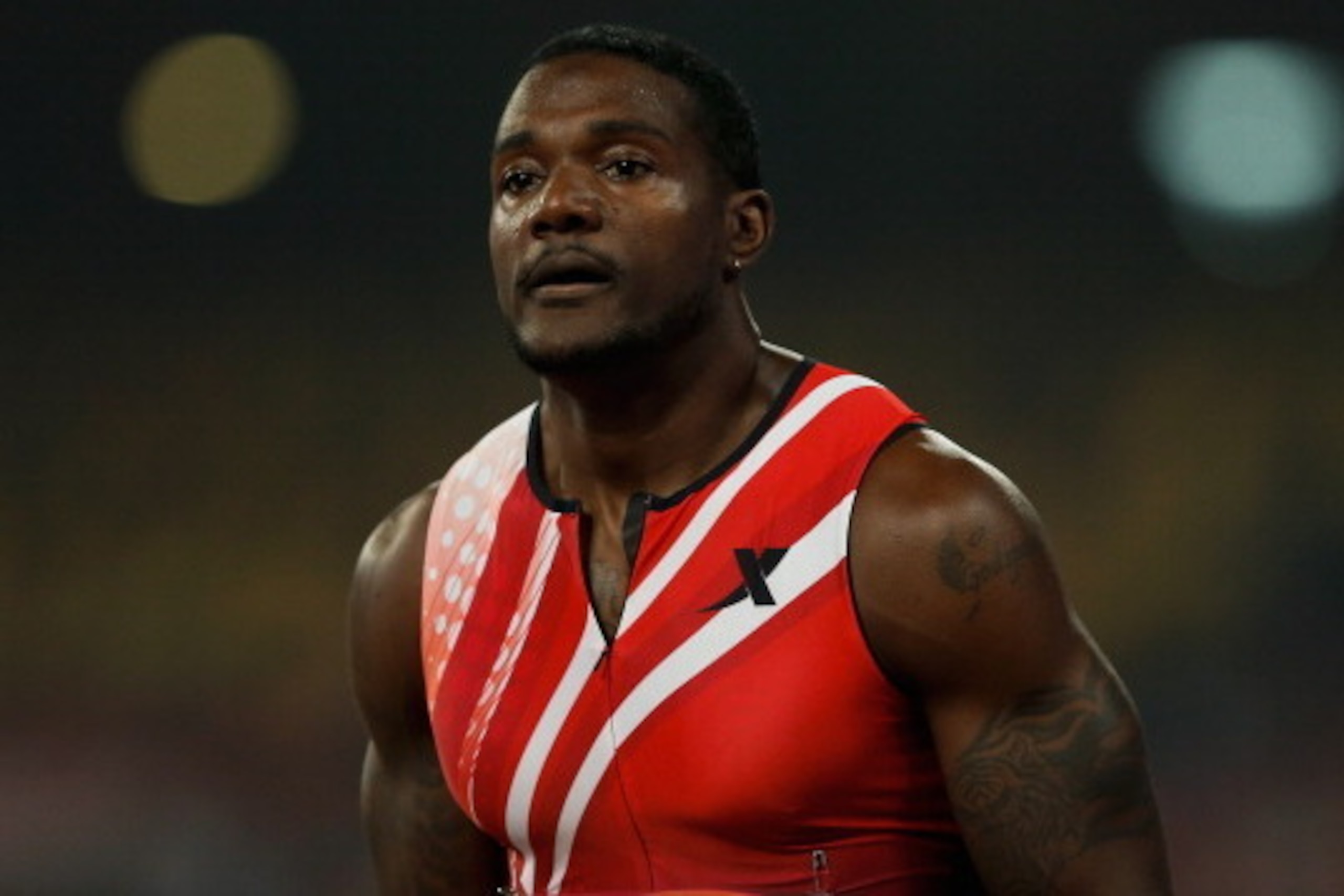 BEIJING, CHINA - MAY 21: Justin Gatlin of the United States celebrates winning the Men's 100m during 2014 IAAF World Challenge Beijing at National Stadium on May 21, 2014 in Beijing, China. (Photo by Lintao Zhang/Getty Images) BEIJING, CHINA - MAY 21: Justin Gatlin of the United States celebrates winning the Men's 100m during 2014 IAAF World Challenge Beijing at National Stadium on May 21, 2014 in Beijing, China. (Photo by Lintao Zhang/Getty Images)