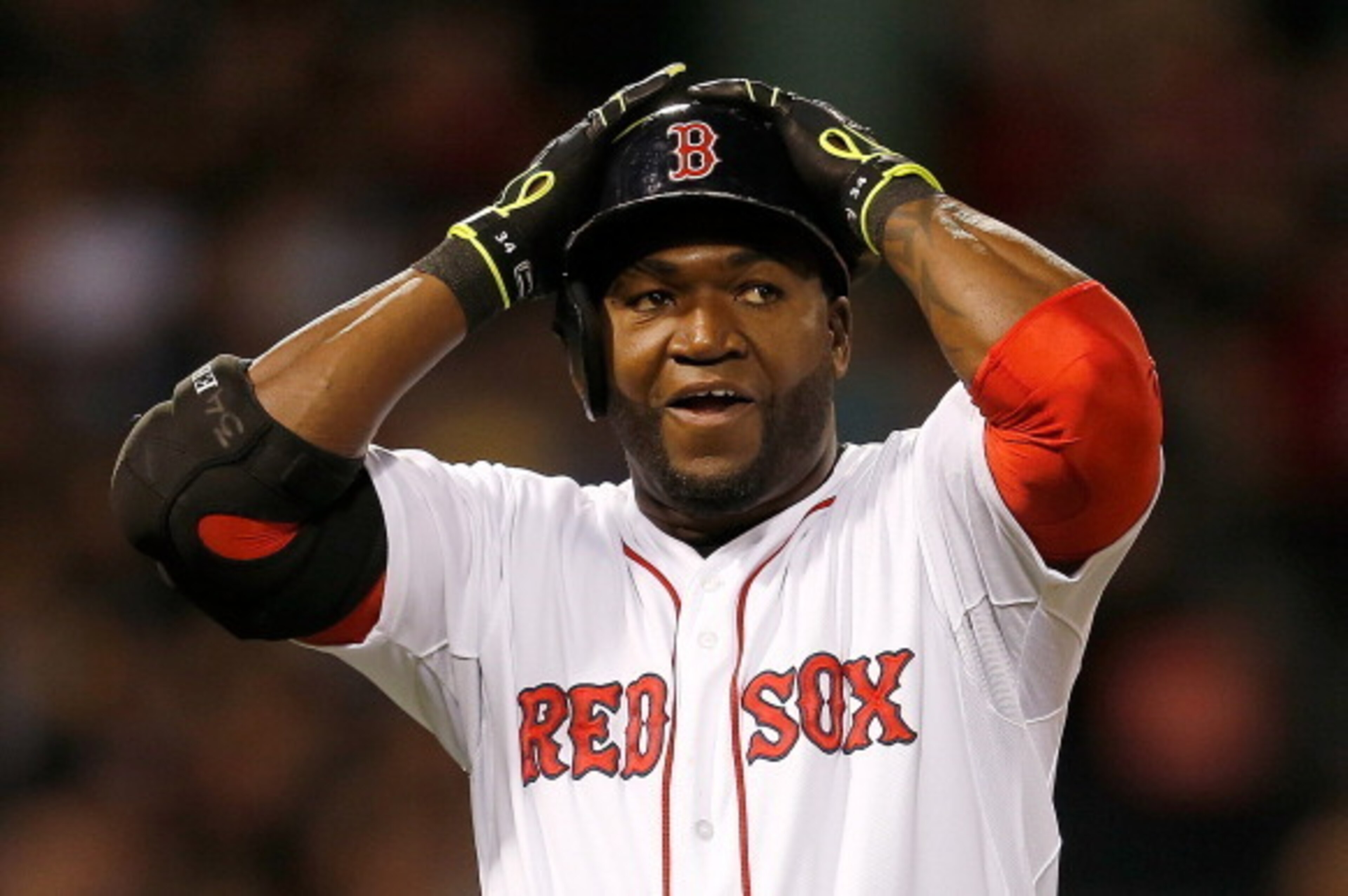 BOSTON, MA - MAY 21: David Ortiz #34 of the Boston Red Sox reacts after popping out with a man on base in the fifth inning during a game with the Toronto Blue Jays at Fenway Park on May 21, 2014 in Boston, Massachusetts. (Photo by Jim Rogash/Getty Image BOSTON, MA - MAY 21: David Ortiz #34 of the Boston Red Sox reacts after popping out with a man on base in the fifth inning during a game with the Toronto Blue Jays at Fenway Park on May 21, 2014 in Boston, Massachusetts. (Photo by Jim Rogash/Getty Image