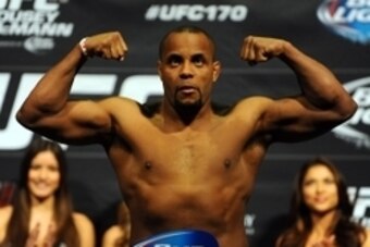Feb 21, 2014; Las Vegas, NV, USA; UFC light heavyweight Daniel Cormier participates in the UFC 170 weigh-in at Mandalay Bay Events Center. Mandatory Credit: Stephen R. Sylvanie-USA TODAY Sports