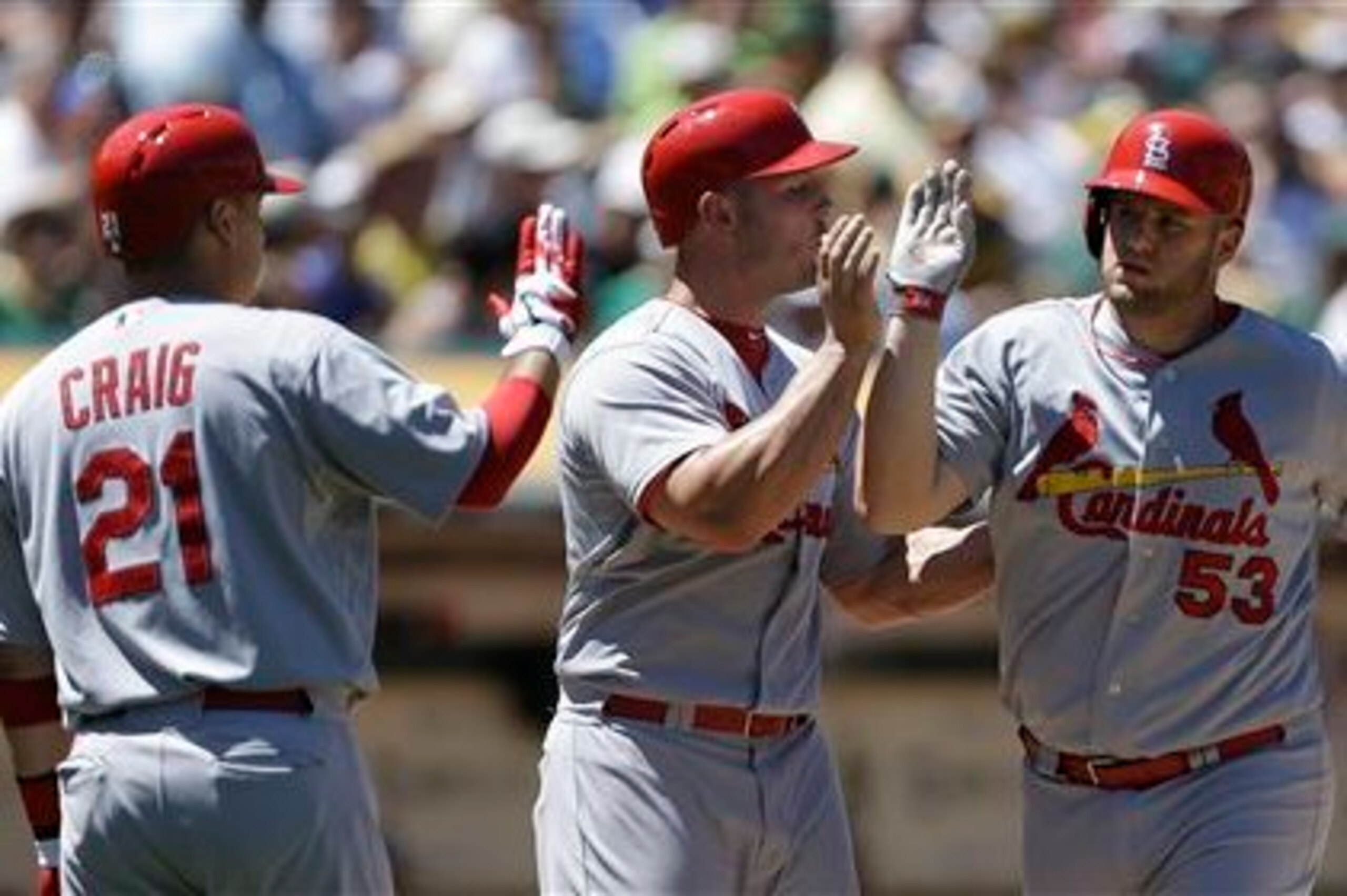 Allen Craig (left) and Matt Adams (right) were both drafted in 2009 in Rounds 8 and 23, respectively.