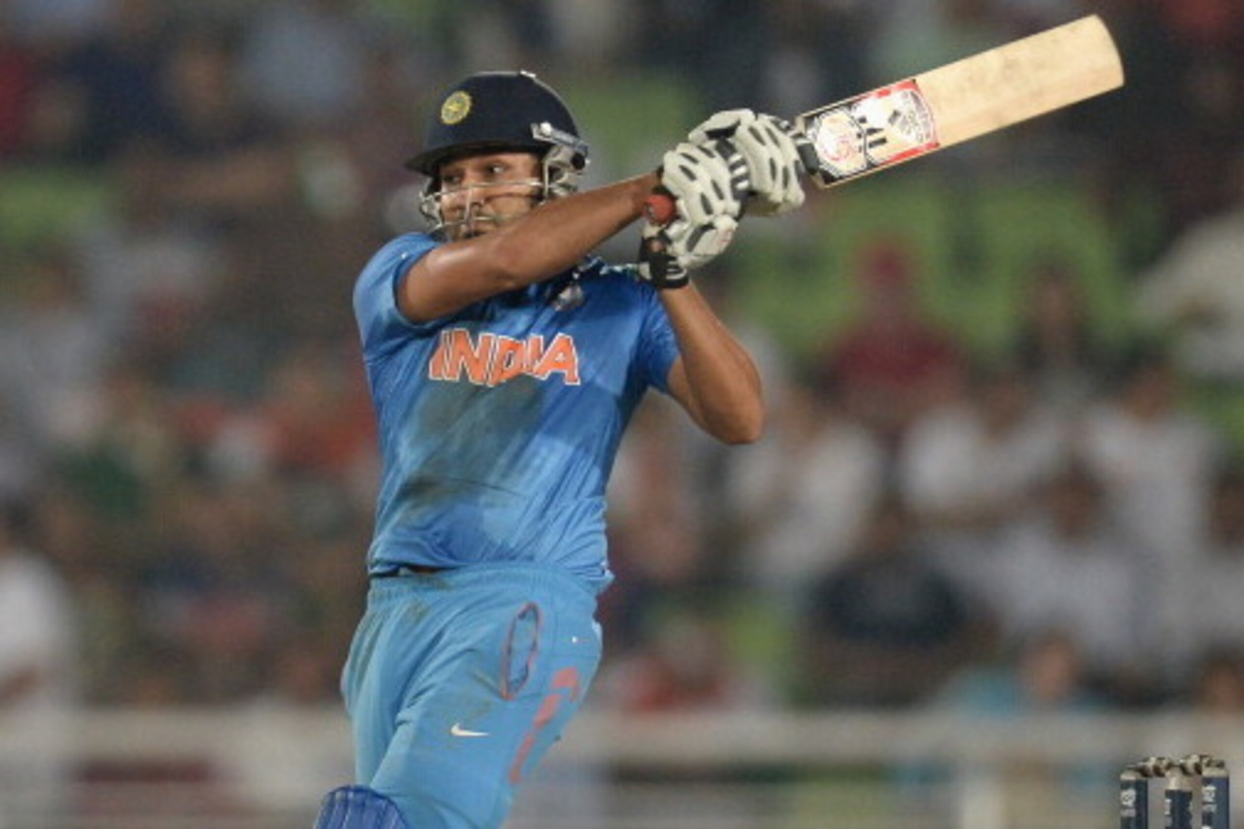 DHAKA, BANGLADESH - APRIL 06:  Rohit Sharma of India bats during the ICC World Twenty20 Bangladesh 2014 Final between India and Sri Lanka at Sher-e-Bangla Mirpur Stadium on April 6, 2014 in Dhaka, Bangladesh.  (Photo by Gareth Copley/Getty Images)