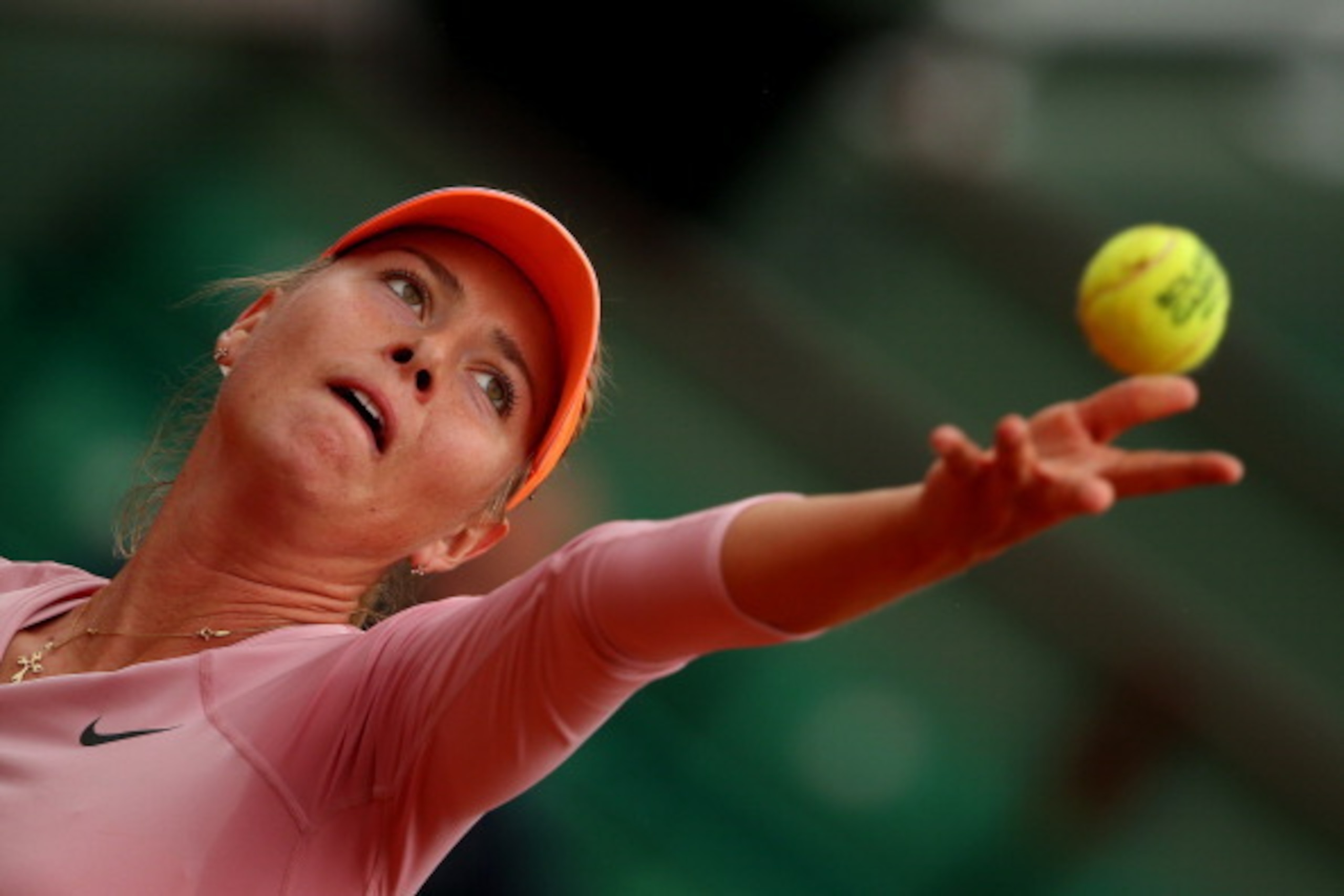 PARIS, FRANCE - MAY 26:  Maria Sharapova of Russia serves during her women's singles match against Ksenia Pervak of Russia on day two of the French Open at Roland Garros on May 26, 2014 in Paris, France.  (Photo by Clive Brunskill/Getty Images)
