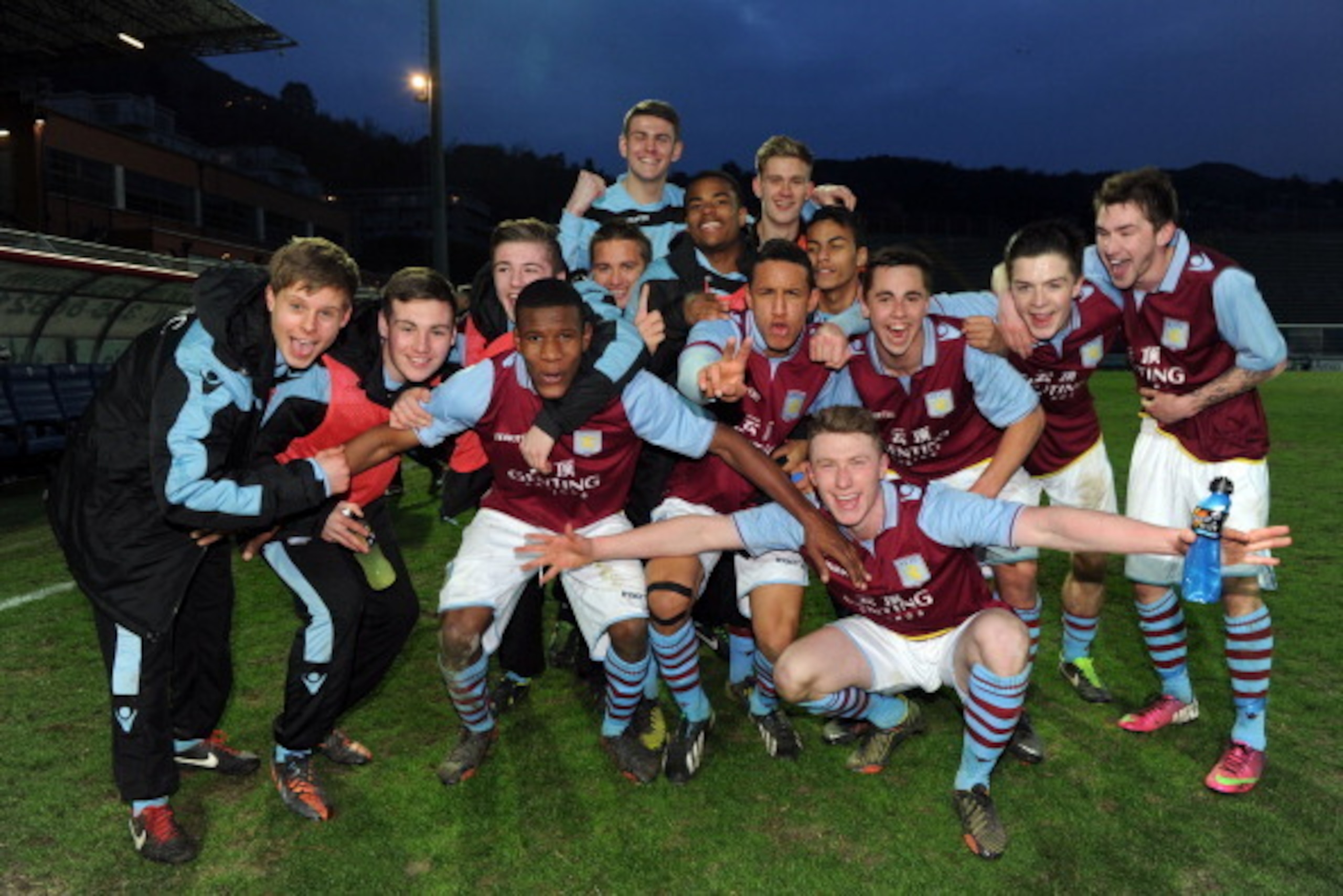 COMO, ITALY - APRIL 01:  Aston Villa players celebrate after the NextGen Series final match between Chelsea and Aston Villa at Stadio Giuseppe Sinigallia on April 1, 2013 in Como, Italy.  (Photo by Getty Images)