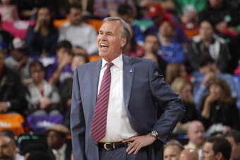 SACRAMENTO, CA - APRIL 2: Mike D'Antoni of the Los Angeles Lakers coaches against the Sacramento Kings on April 2, 2014 at Sleep Train Arena in Sacramento, California. NOTE TO USER: User expressly acknowledges and agrees that, by downloading and or using 