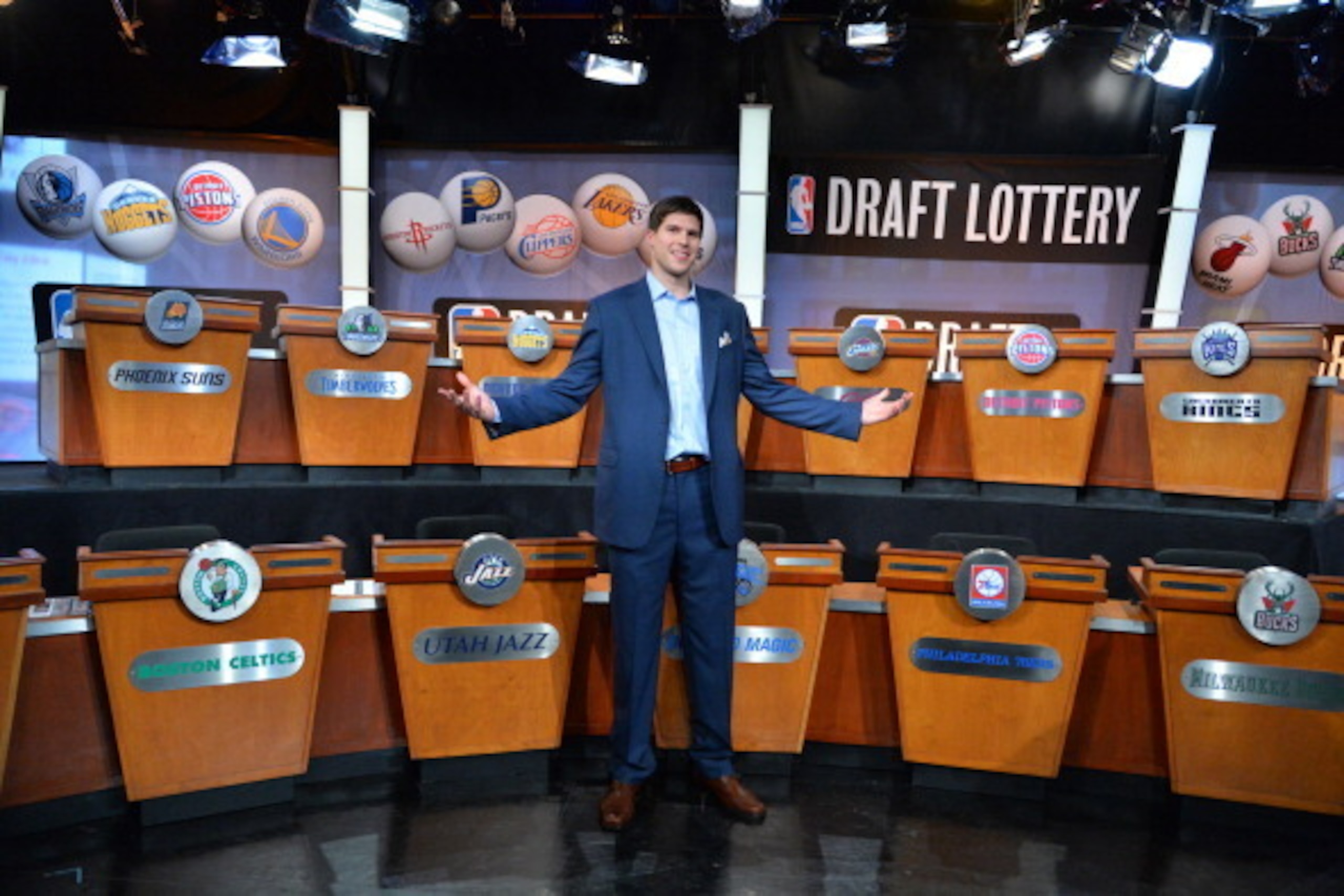 NEW YORK - MAY 20: NBA Draft Prospect Doug McDermott poses for a photo prior to the 2014 NBA Draft Lottery on May 20, 2014 at the ABC News' 'Good Morning America' Times Square Studio in New York City.  NOTE TO USER: User expressly acknowledges and agrees 