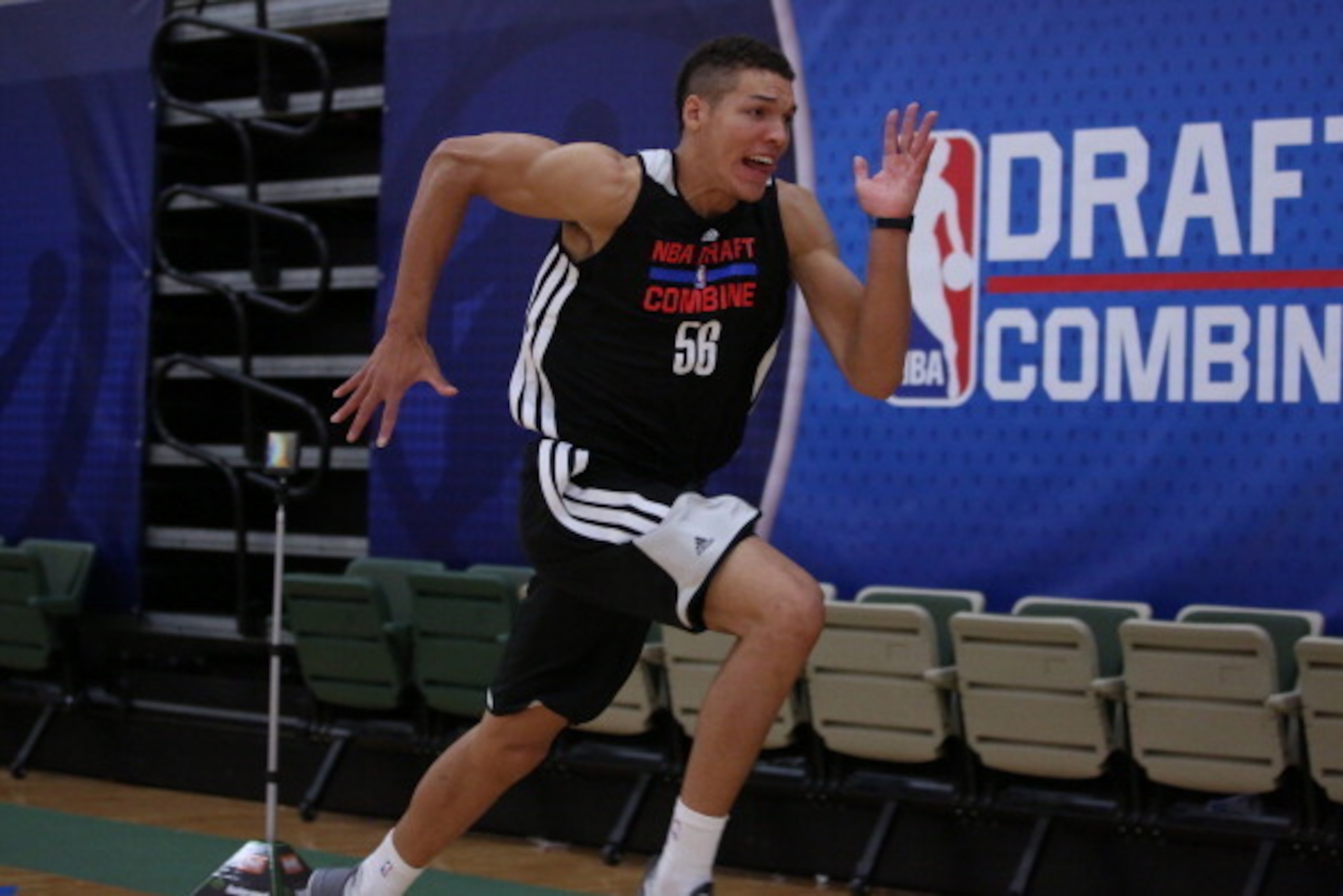 CHICAGO, IL - May 16:  Aaron Gordon participates in drills during the 2014 Draft Combine on May 16, 2014 at Quest Multisport in Chicago, Illinois. NOTE TO USER:  User expressly acknowledges and agrees that, by downloading and or using this Photograph, use