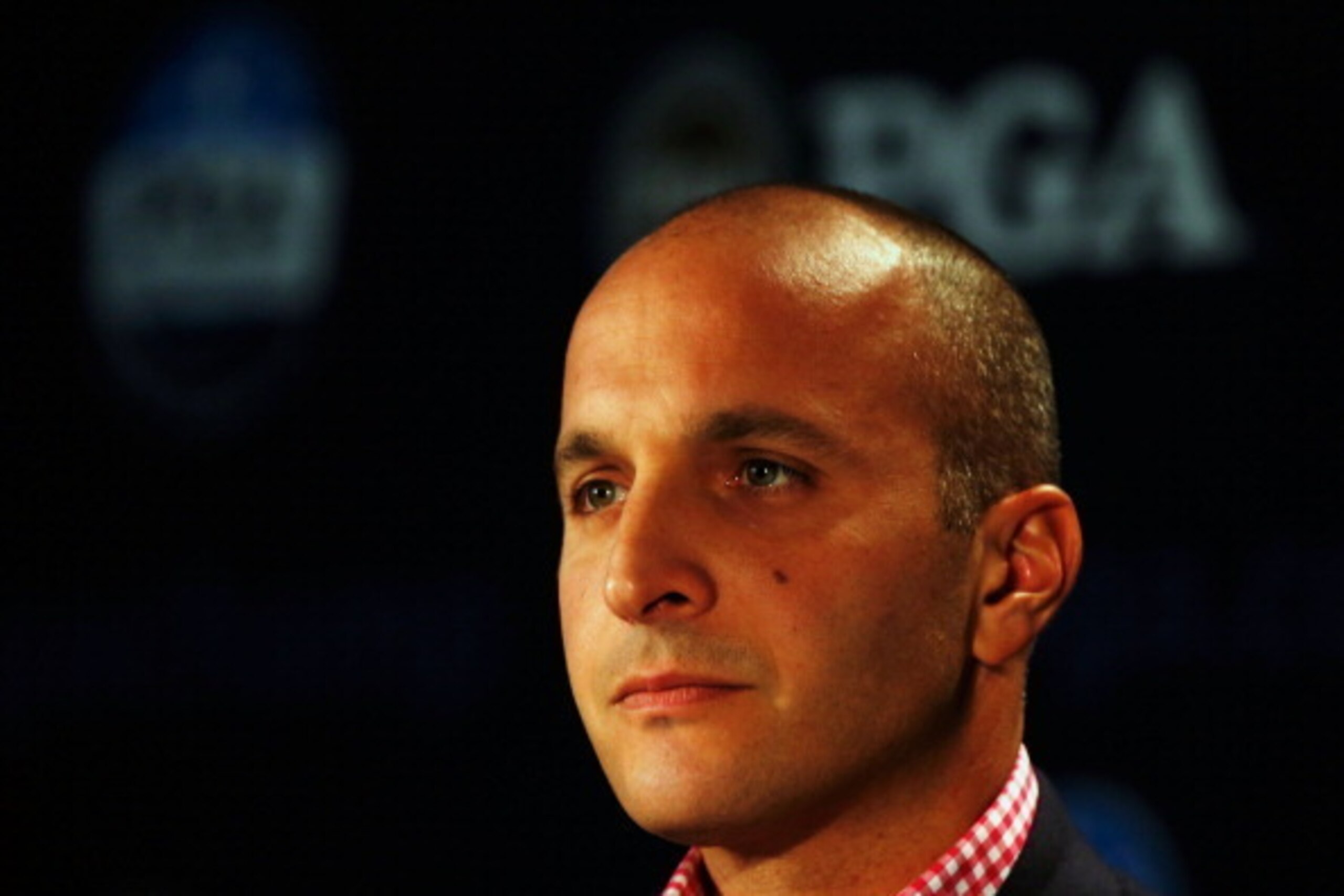ROCHESTER, NY - AUGUST 07:  Pete Bevacqua, PGA of America CEO, is interviewed during a press conference prior to the start of the 95th PGA Championship at Oak Hill Country Club on August 7, 2013 in Rochester, New York.  (Photo by Scott Halleran/Getty Imag