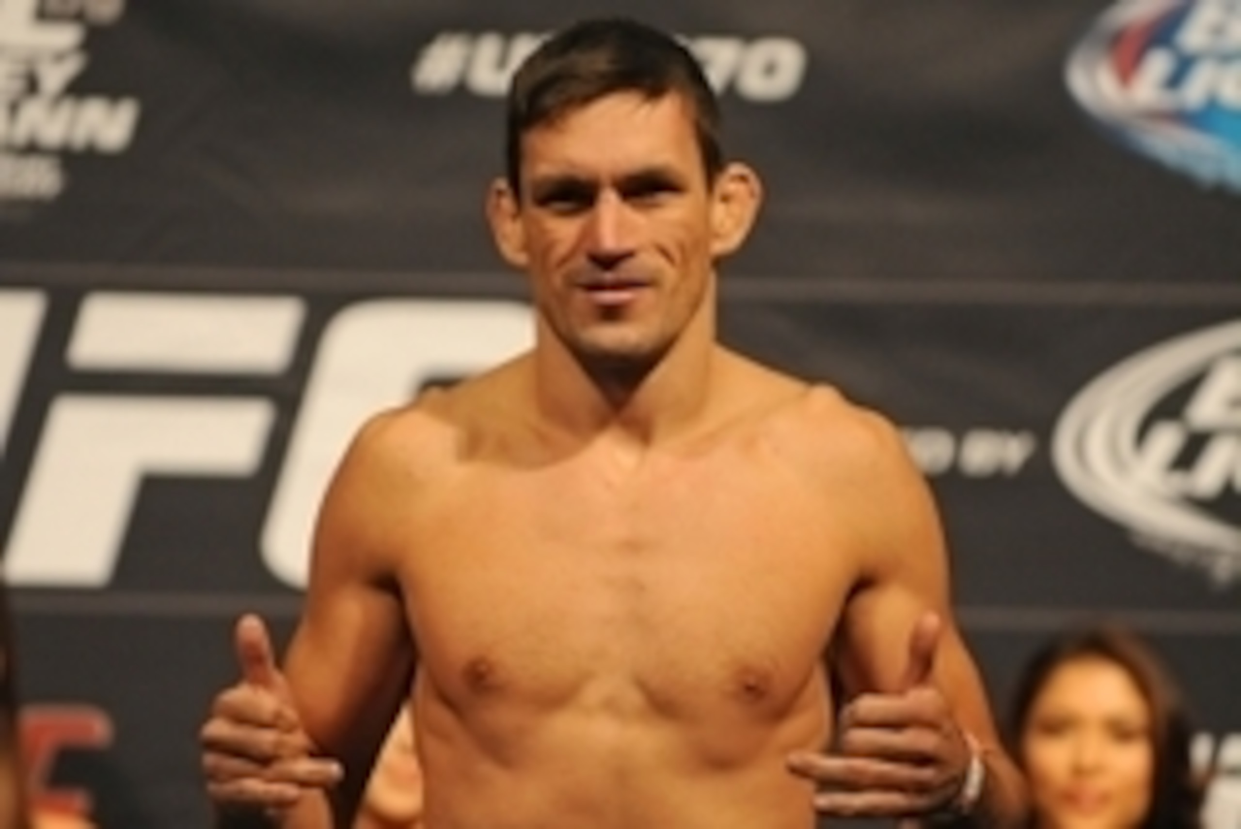 Feb 21, 2014; Las Vegas, NV, USA; UFC welterweight Demian Maia participates in the UFC 170 weigh-in at Mandalay Bay Events Center. Mandatory Credit: Stephen R. Sylvanie-USA TODAY Sports