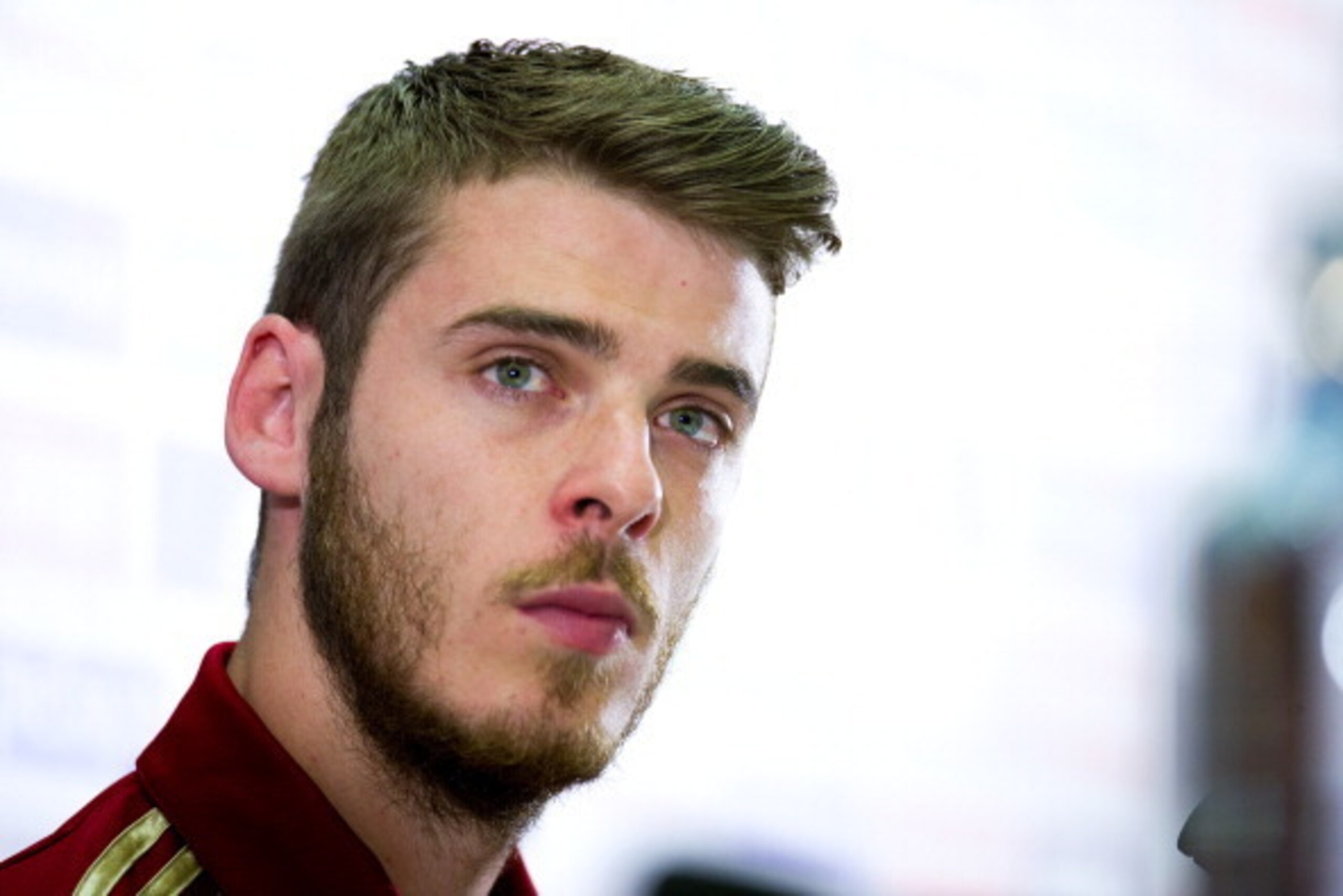 LAS ROZAS DE MADRID, SPAIN - MAY 28:  David de Gea of Spain faces the media during a press conference at Ciudad del Futbol on May 28, 2014 in Las Rozas de Madrid, Spain.  (Photo by David Ramos/Getty Images)