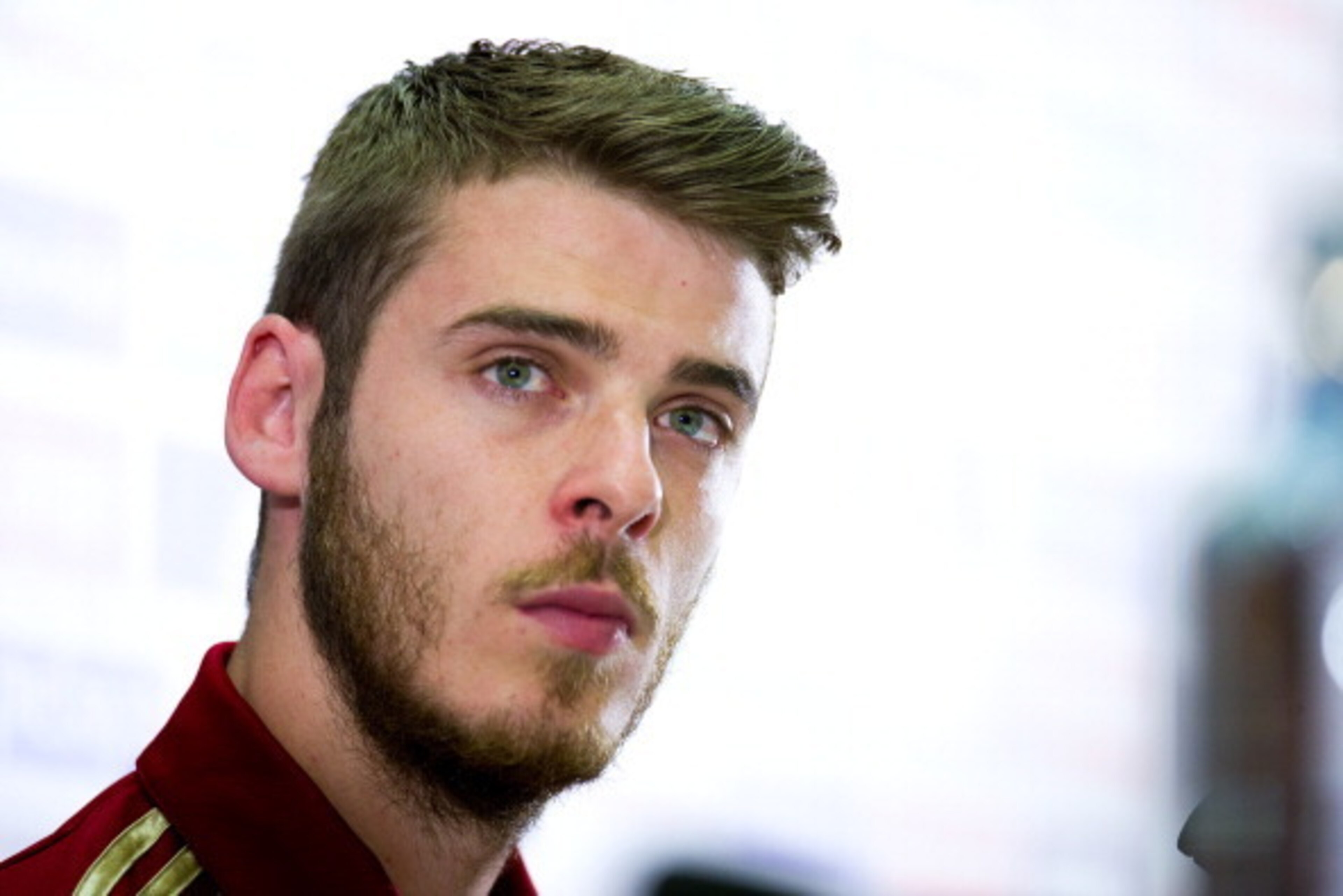 LAS ROZAS DE MADRID, SPAIN - MAY 28:  David de Gea of Spain faces the media during a press conference at Ciudad del Futbol on May 28, 2014 in Las Rozas de Madrid, Spain.  (Photo by David Ramos/Getty Images)