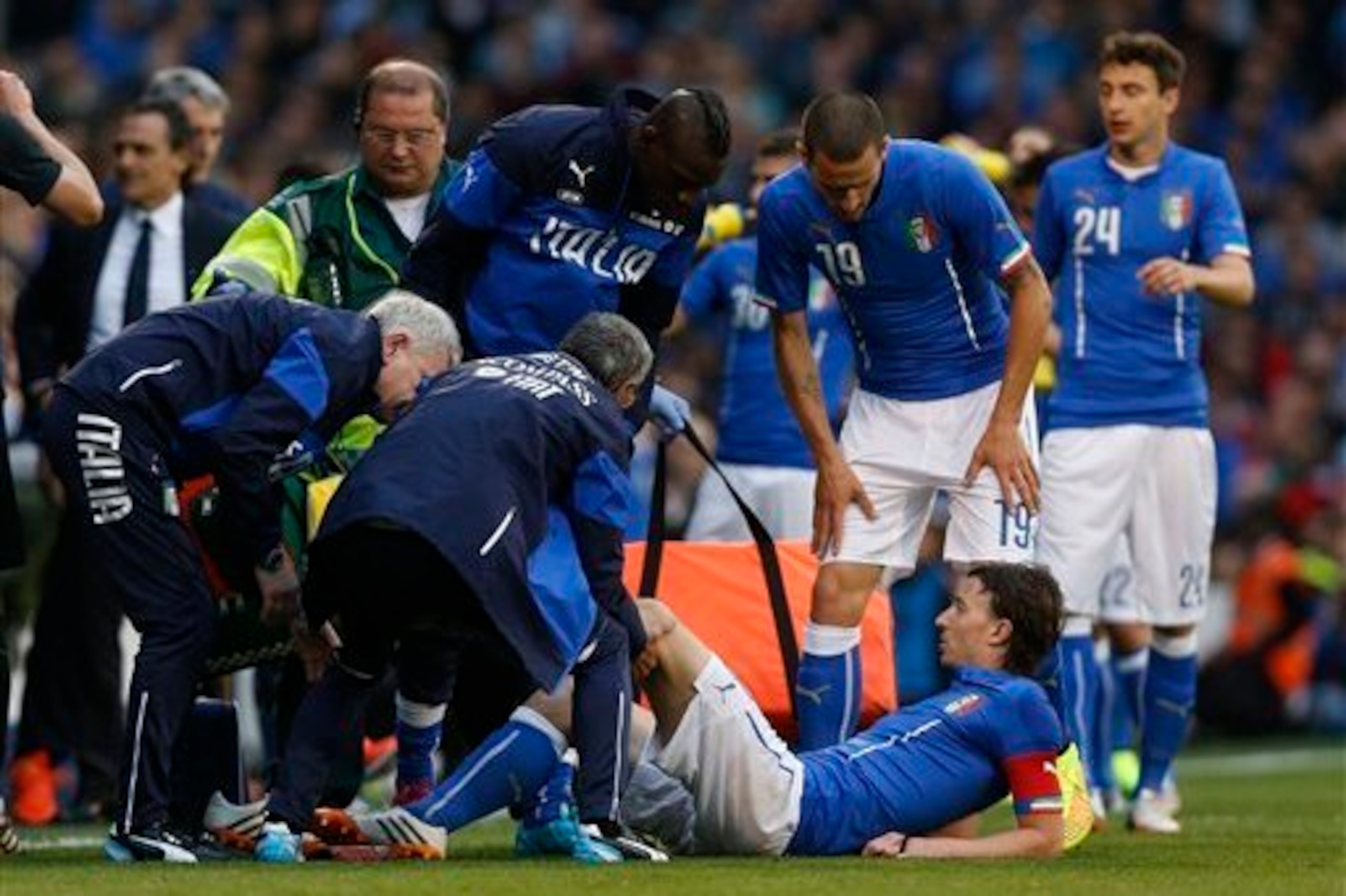 Italian midfielder Riccardo Montolivo sustained a potentially serious injury against Ireland.