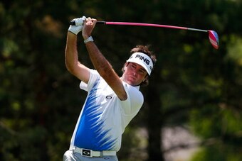 DUBLIN, OH - MAY 31:  Bubba Watson watches his tee shot on the second hole during the third round of the Memorial Tournament presented by Nationwide Insurance at Muirfield Village Golf Club on May 31, 2014 in Dublin, Ohio.  (Photo by Matt Sullivan/Getty I