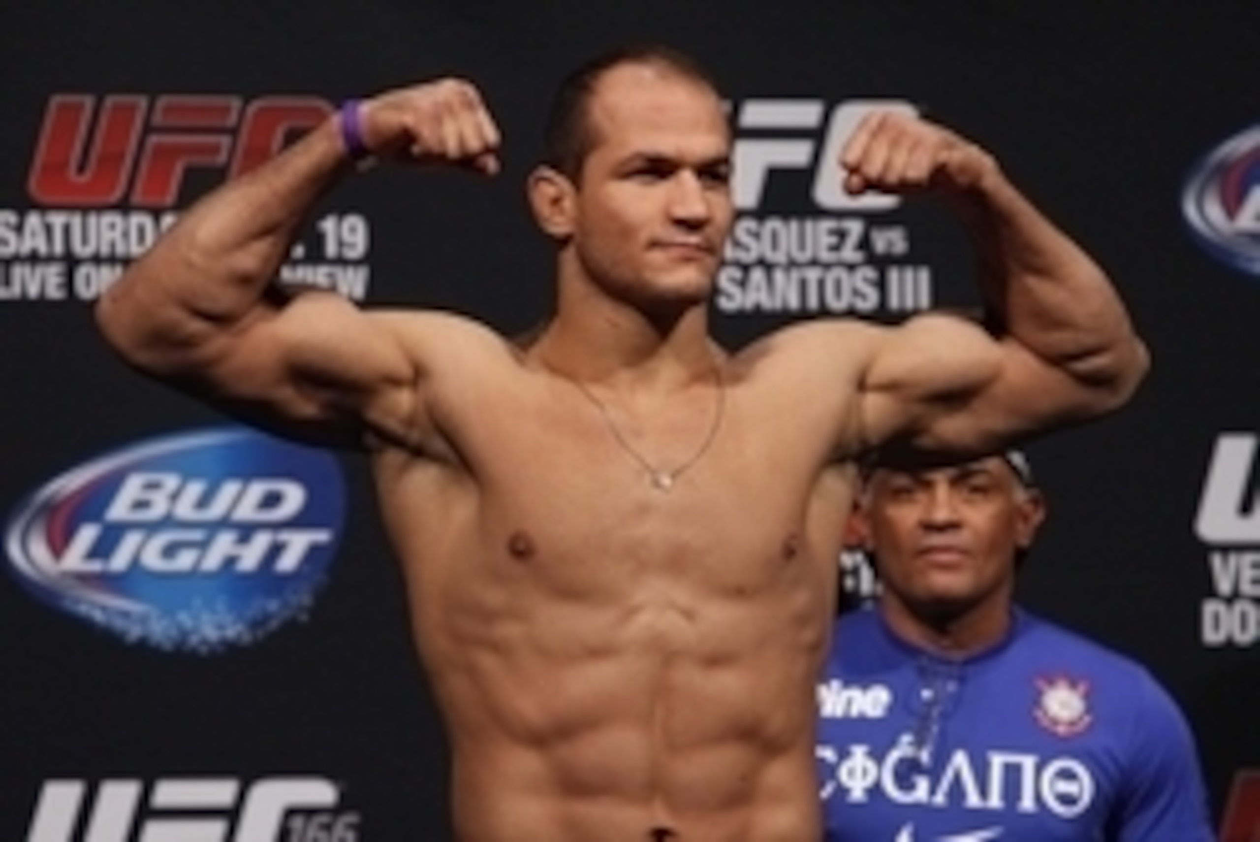 Oct 18, 2013; Houston, TX, USA; Junior Dos Santos during the weigh-in for UFC 166 at Toyota Center. Mandatory Credit: Andrew Richardson-USA TODAY Sports