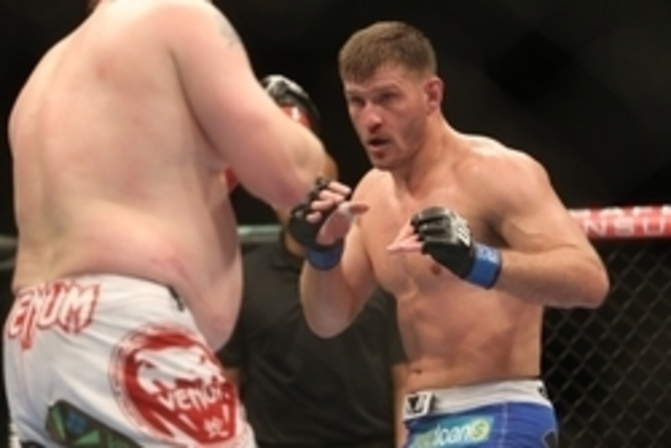 Jun 15, 2013; Winnipeg, MB, Canada; Stipe Miocic (right) fights Roy Nelson during their Heavyweight bout at UFC 161 at MTS Centre. Mandatory Credit: Tom Szczerbowski-USA TODAY Sports