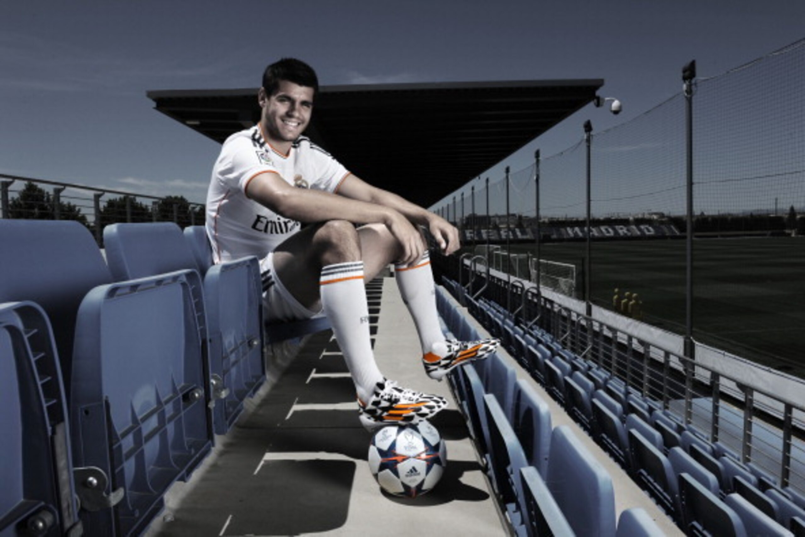MADRID, SPAIN - UNDATED: In this image from adidas, Alvaro Morata of Real Madrid tries on his adidas F50 Battle Pack boots ahead of Saturday's UEFA Champions League Final at the Ciudad Real Madrid training complex in Madrid, Spain. (Photo by Visionhaus/ad