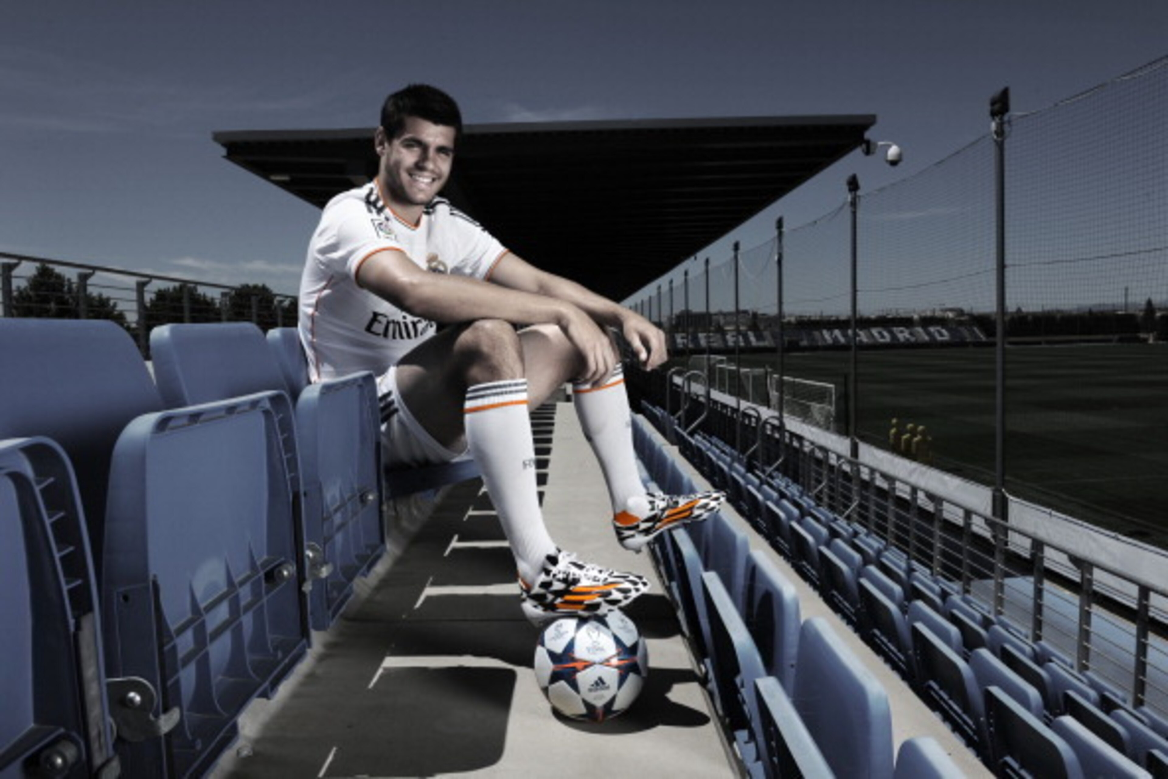 MADRID, SPAIN - UNDATED: In this image from adidas, Alvaro Morata of Real Madrid tries on his adidas F50 Battle Pack boots ahead of Saturday's UEFA Champions League Final at the Ciudad Real Madrid training complex in Madrid, Spain. (Photo by Visionhaus/ad