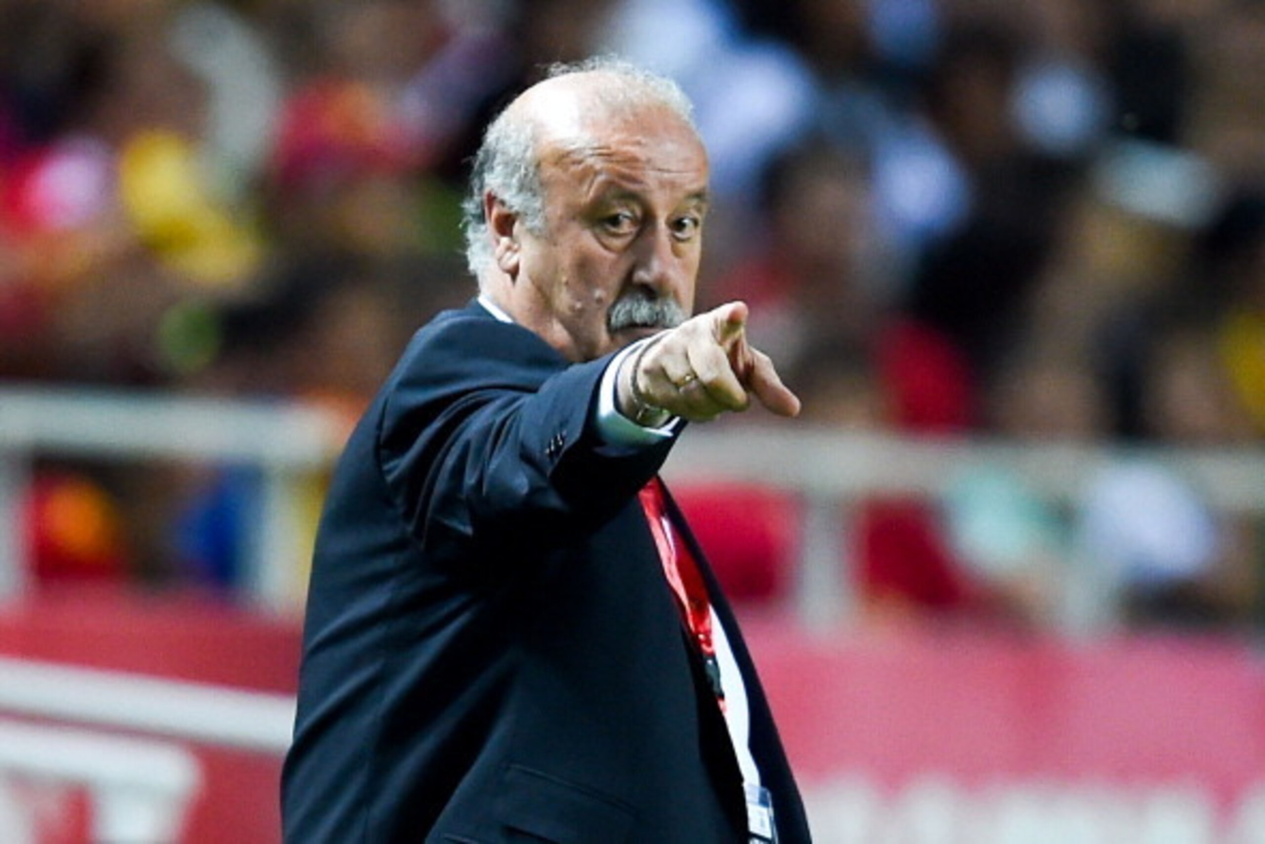 SEVILLE, SPAIN - MAY 30:  Head coach Vicente Del Bosque of Spain directs his players during an international friendly match between Spain and Bolivia at Estadio Ramon Sanchez Pizjuan on May 30, 2014 in Seville, Spain.  (Photo by David Ramos/Getty Images)