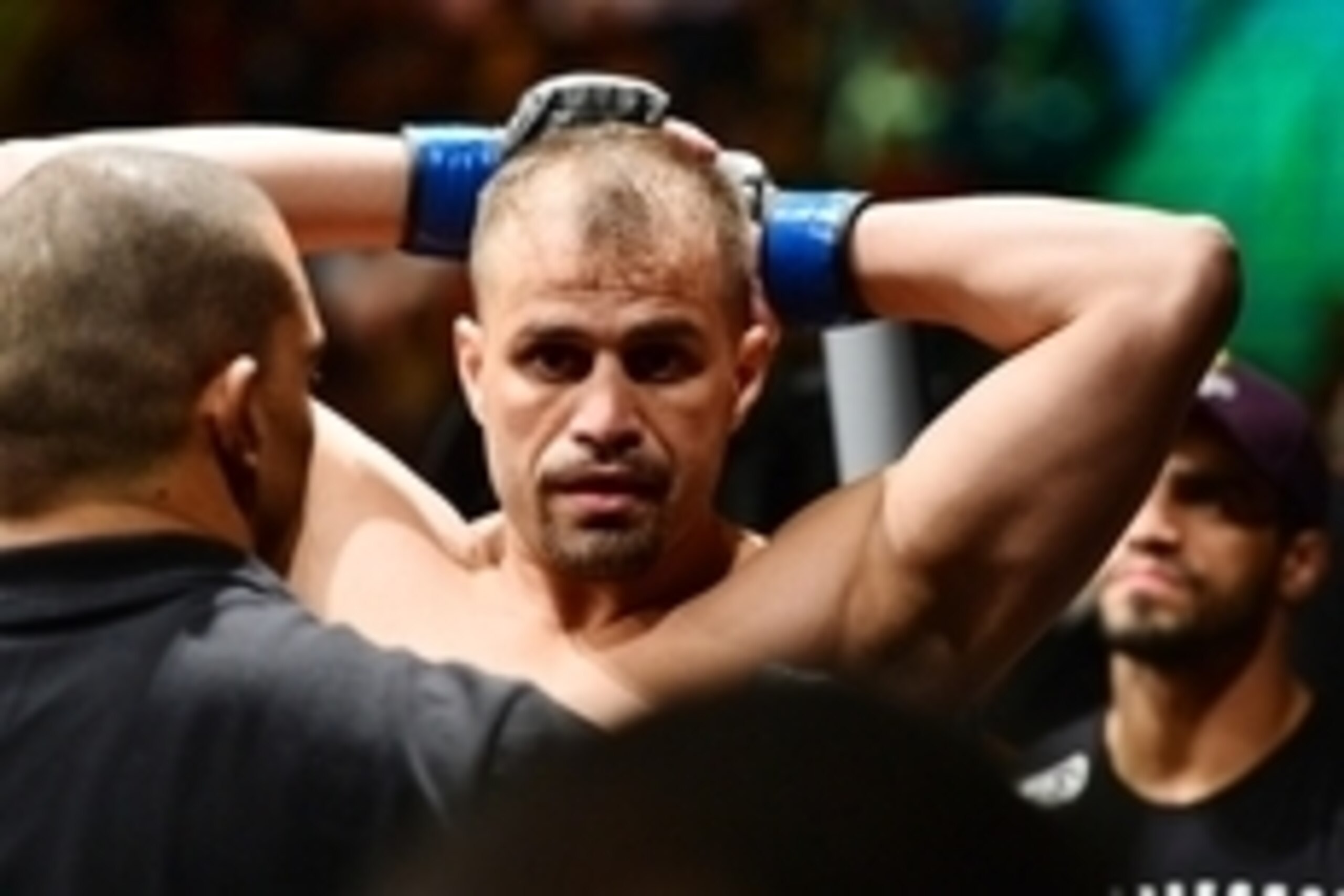 May 31, 2014; Sao Paulo, SP, BRAZIL;  Fabio Maldonado (blue gloves) before his fight against Stipe Miocic during the TUF Brazil 3 Finale at Ibirapuera  Gymnasium. Mandatory Credit: Jason Silva-USA TODAY Sports