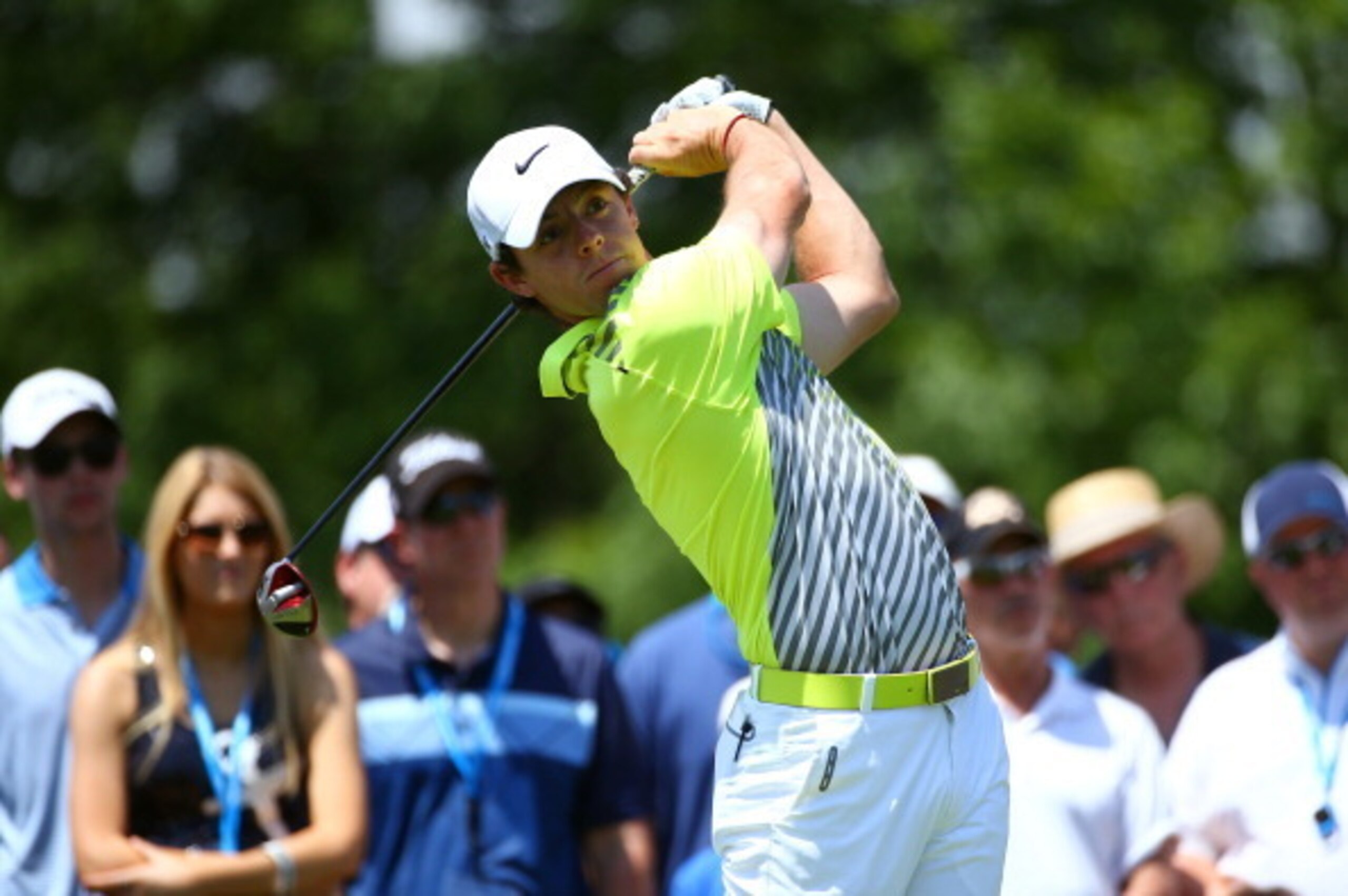 DUBLIN, OH - JUNE 01:  Rory McIlroy of Northern Ireland hits his tee shot on the first hole during the final round of the Memorial Tournament presented by Nationwide Insurance at Muirfield Village Golf Club on June 1, 2014 in Dublin, Ohio.  (Photo by Andy