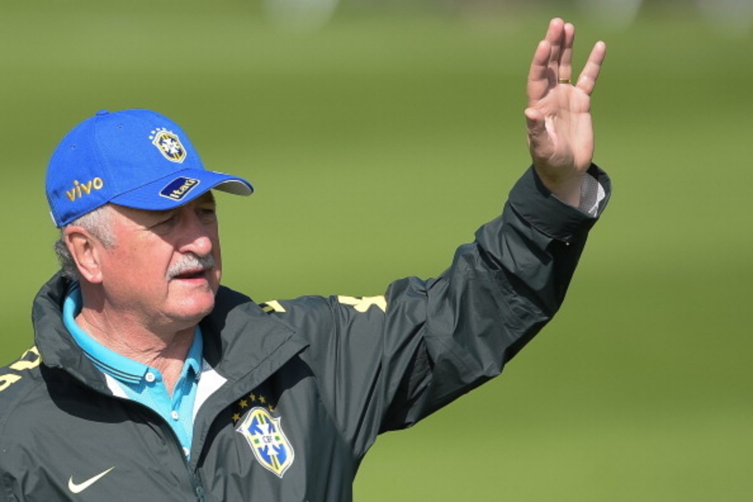 TERESOPOLIS, BRAZIL - JUNE 01: Head coach Luiz Felipe Scolari in action during a training session of the Brazilian national football team at the squad's Granja Comary training complex, in Teresopolis, 90 km from downtown Rio de Janeiro on June 01, 2014 in