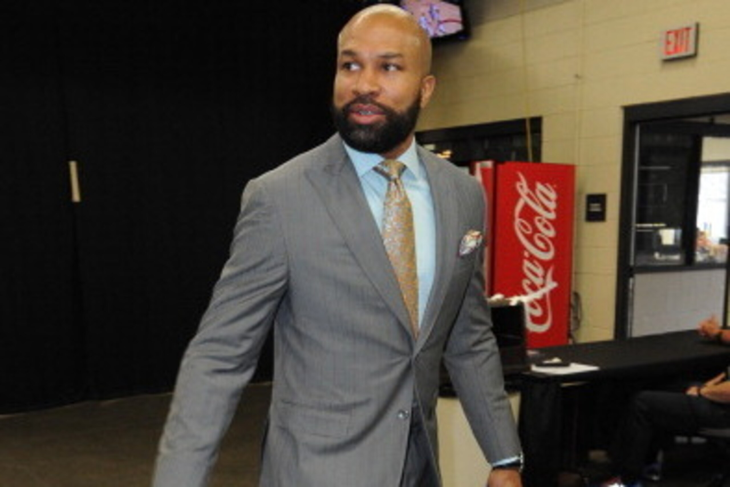 OKLAHOMA CITY, OK MAY 25: Derek Fisher #6 of the Oklahoma City Thunder arrives before Game Three of the Western Conference Finals against the San Antonio Spurs during the 2014 NBA Playoffs on May 25, 2014 at the Chesapeake Energy Arena in Oklahoma City, OKLAHOMA CITY, OK MAY 25: Derek Fisher #6 of the Oklahoma City Thunder arrives before Game Three of the Western Conference Finals against the San Antonio Spurs during the 2014 NBA Playoffs on May 25, 2014 at the Chesapeake Energy Arena in Oklahoma City,