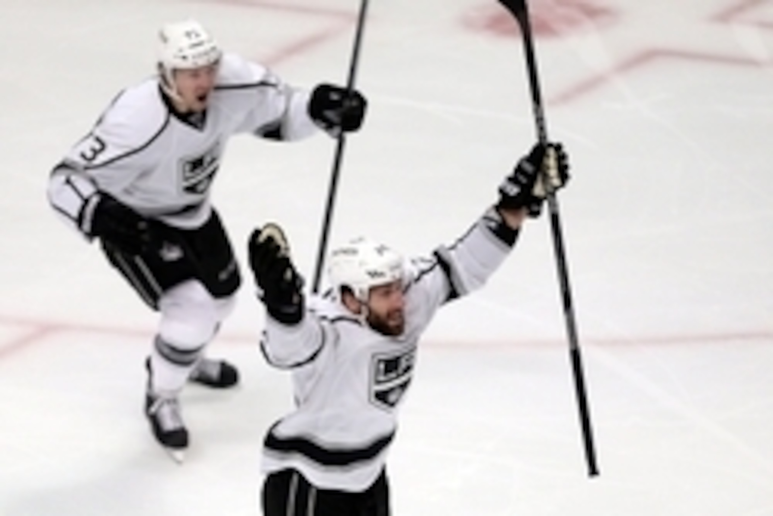 Jun 1, 2014; Chicago, IL, USA; (EDITORS NOTE: caption correction due to official scoring change) Los Angeles Kings center Jarret Stoll (28) and center Tyler Toffoli (73) celebrate after the game-winning goal by defenseman Alec Martinez (not pictured) duri Jun 1, 2014; Chicago, IL, USA; (EDITORS NOTE: caption correction due to official scoring change) Los Angeles Kings center Jarret Stoll (28) and center Tyler Toffoli (73) celebrate after the game-winning goal by defenseman Alec Martinez (not pictured) duri