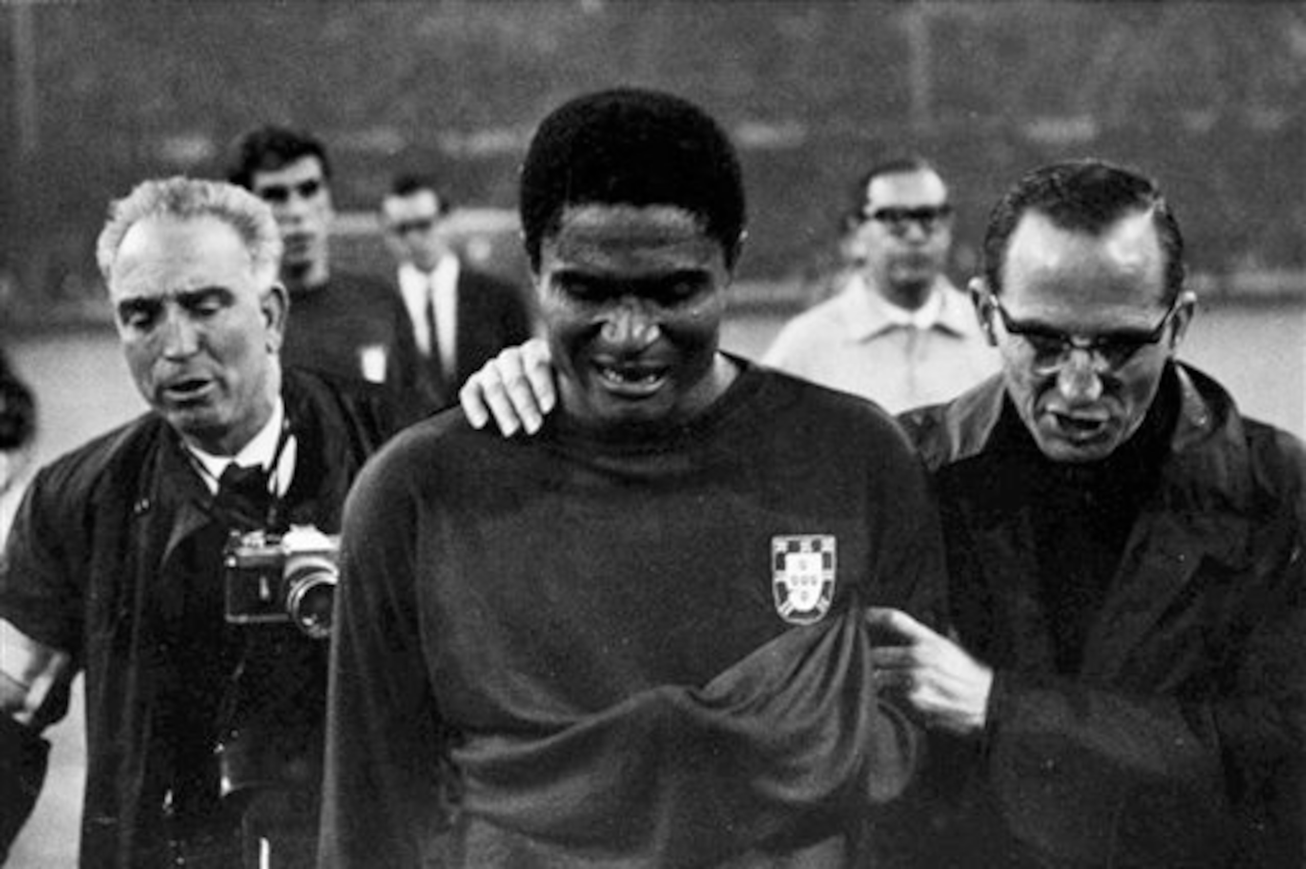 Eusebio famously left the Wembley pitch in tears after losing to England in the semi-final. Eusebio famously left the Wembley pitch in tears after losing to England in the semi-final.