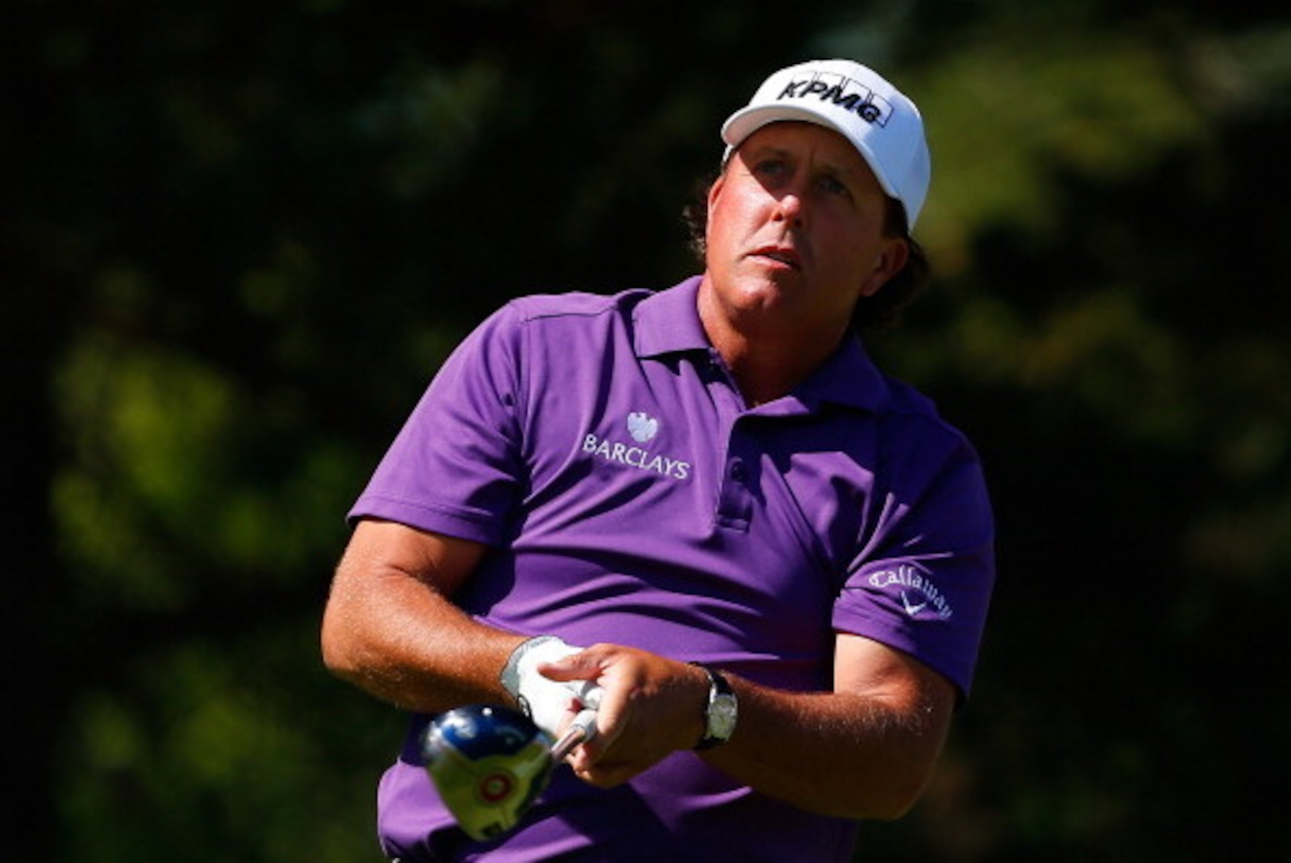 DUBLIN, OH - MAY 31:  Phil Mickelson watches his tee shot on the second hole during the third round of the Memorial Tournament presented by Nationwide Insurance at Muirfield Village Golf Club on May 31, 2014 in Dublin, Ohio.  (Photo by Matt Sullivan/Getty