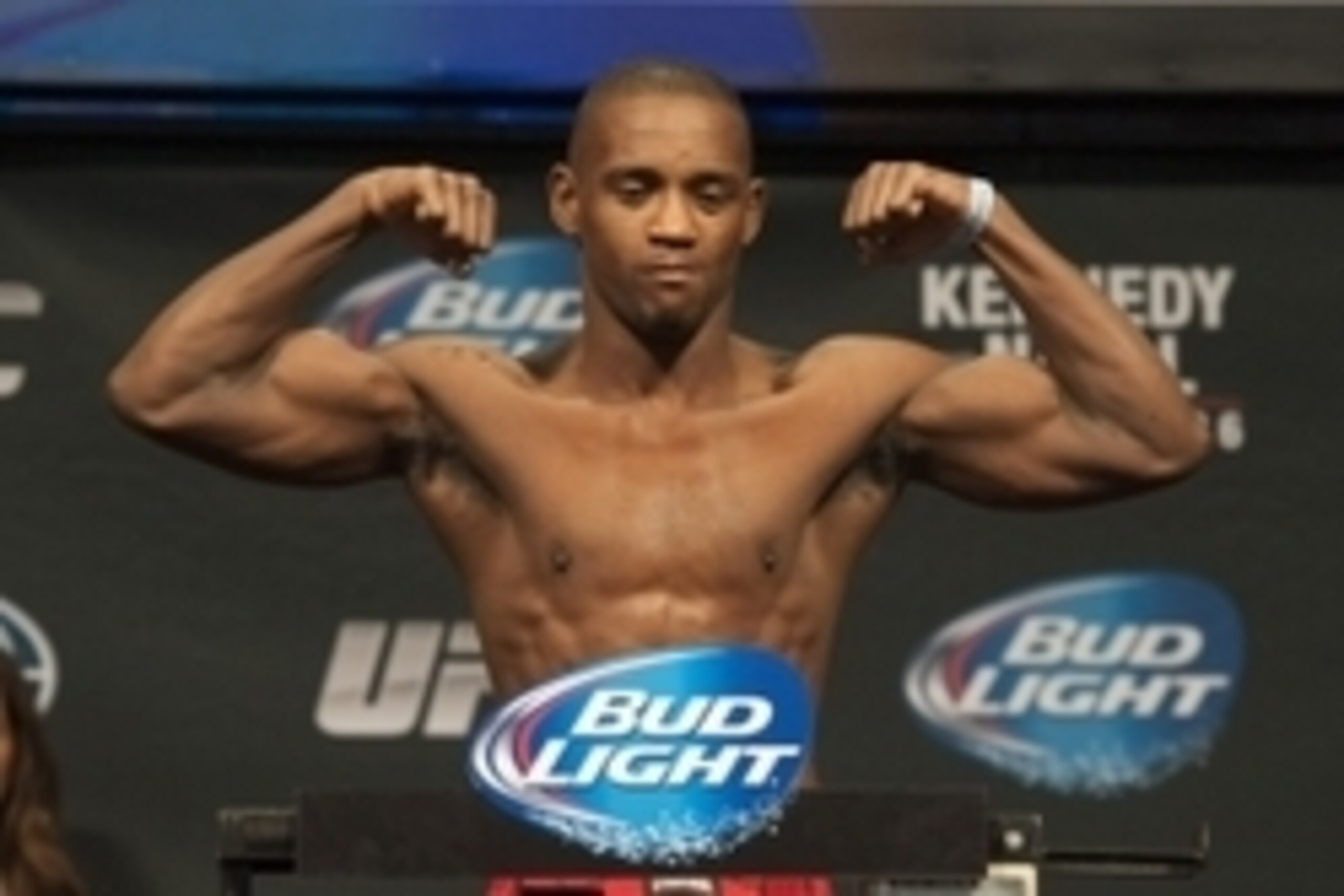 Nov 5, 2013; Fort Campbell, KY, USA; Yves Edwards during the weigh-in for UFC-Fight for the Troops at Fort Campbell. Mandatory Credit: Joshua Lindsey-USA TODAY Sports Nov 5, 2013; Fort Campbell, KY, USA; Yves Edwards during the weigh-in for UFC-Fight for the Troops at Fort Campbell. Mandatory Credit: Joshua Lindsey-USA TODAY Sports