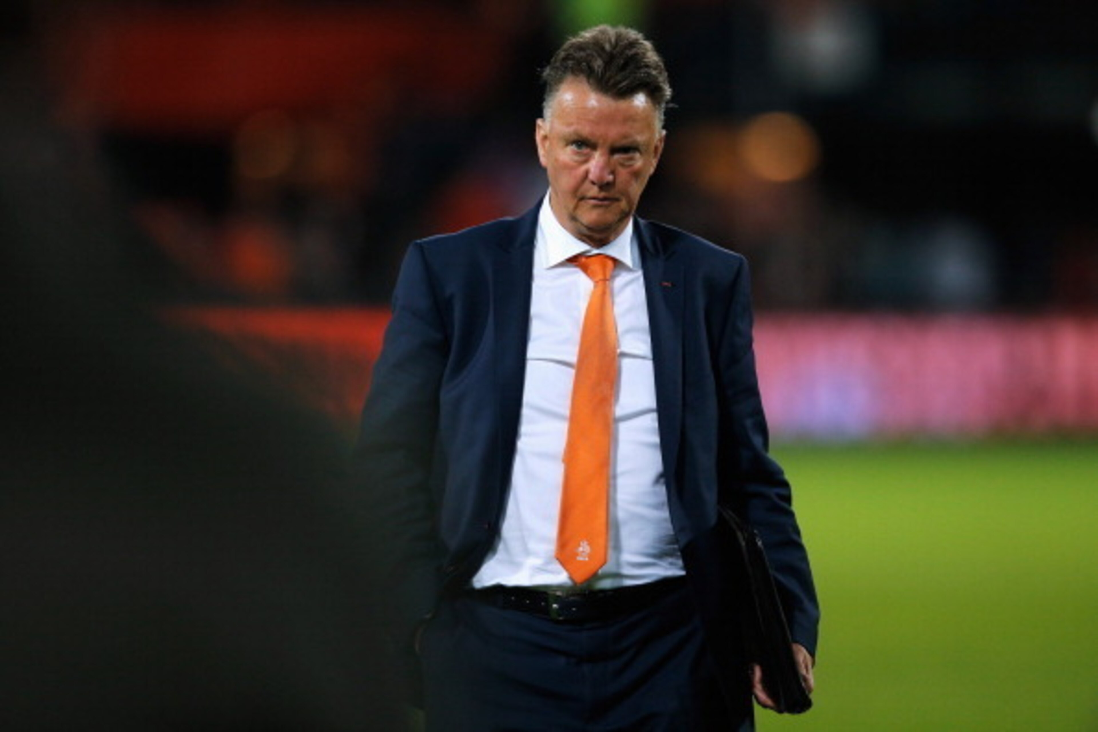 ROTTERDAM, NETHERLANDS - MAY 31:  Netherlands Manager, Louis van Gaal walks off the ground at full time during the International Friendly match between Netherlands and Ghana at De Kuip on May 31, 2014 in Rotterdam, Netherlands.  (Photo by Dean Mouhtaropou