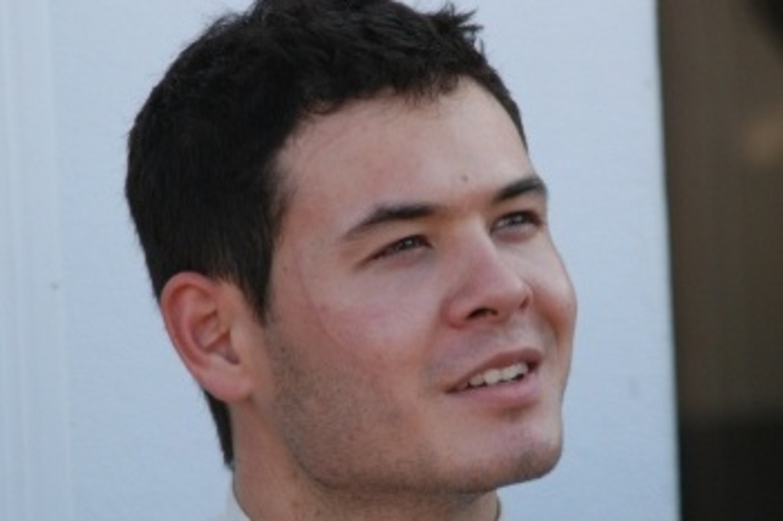 Kyle Larson answers media questions after practice at Daytona International Speedway