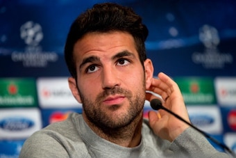 MADRID, SPAIN - APRIL 08:  Cesc Fabregas of FC Barcelona answers questions from the media during a press conference the day before the UEFA Champions League Quarter-final second leg between Atletico de Madrid and FC Barcelona at Vicente Calderon Stadium o