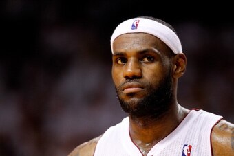 MIAMI, FL - MAY 30:  LeBron James #6 of the Miami Heat looks on against the Indiana Pacers during Game Six of the Eastern Conference Finals of the 2014 NBA Playoffs at American Airlines Arena on May 30, 2014 in Miami, Florida.  NOTE TO USER: User expressl