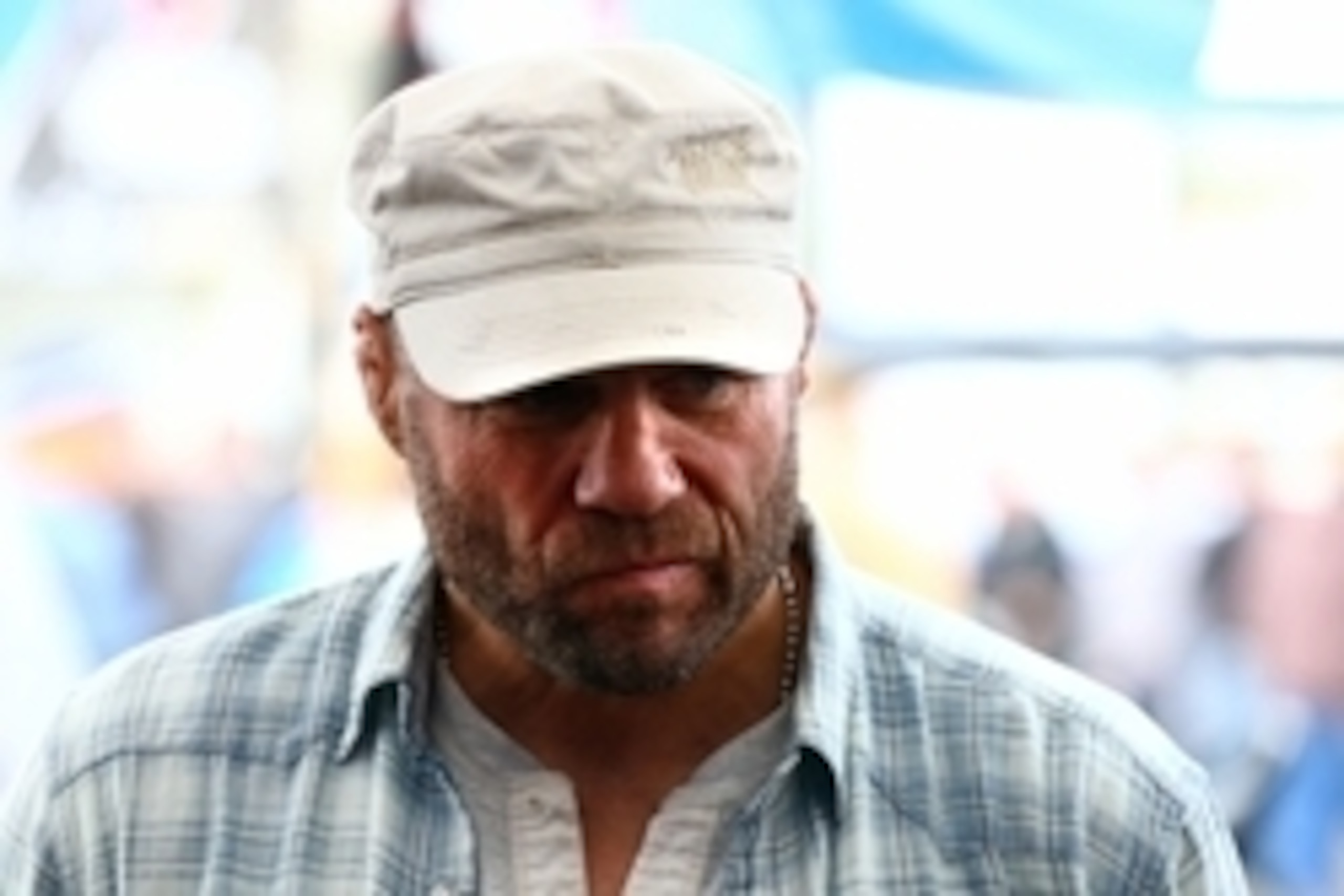 Feb 7, 2014; Pomona, CA, USA; UFC fighter Randy Couture during NHRA qualifying for the Winternationals at Auto Club Raceway at Pomona. Mandatory Credit: Mark J. Rebilas-USA TODAY Sports