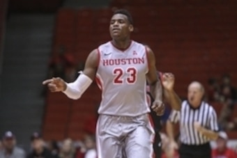 Jan 19, 2014; Houston, TX, USA; Houston Cougars forward Danuel House (23) reacts after scoring during the second half against the Rutgers Scarlet Knights at Hofheinz Pavilion. Mandatory Credit: Troy Taormina-USA TODAY Sports