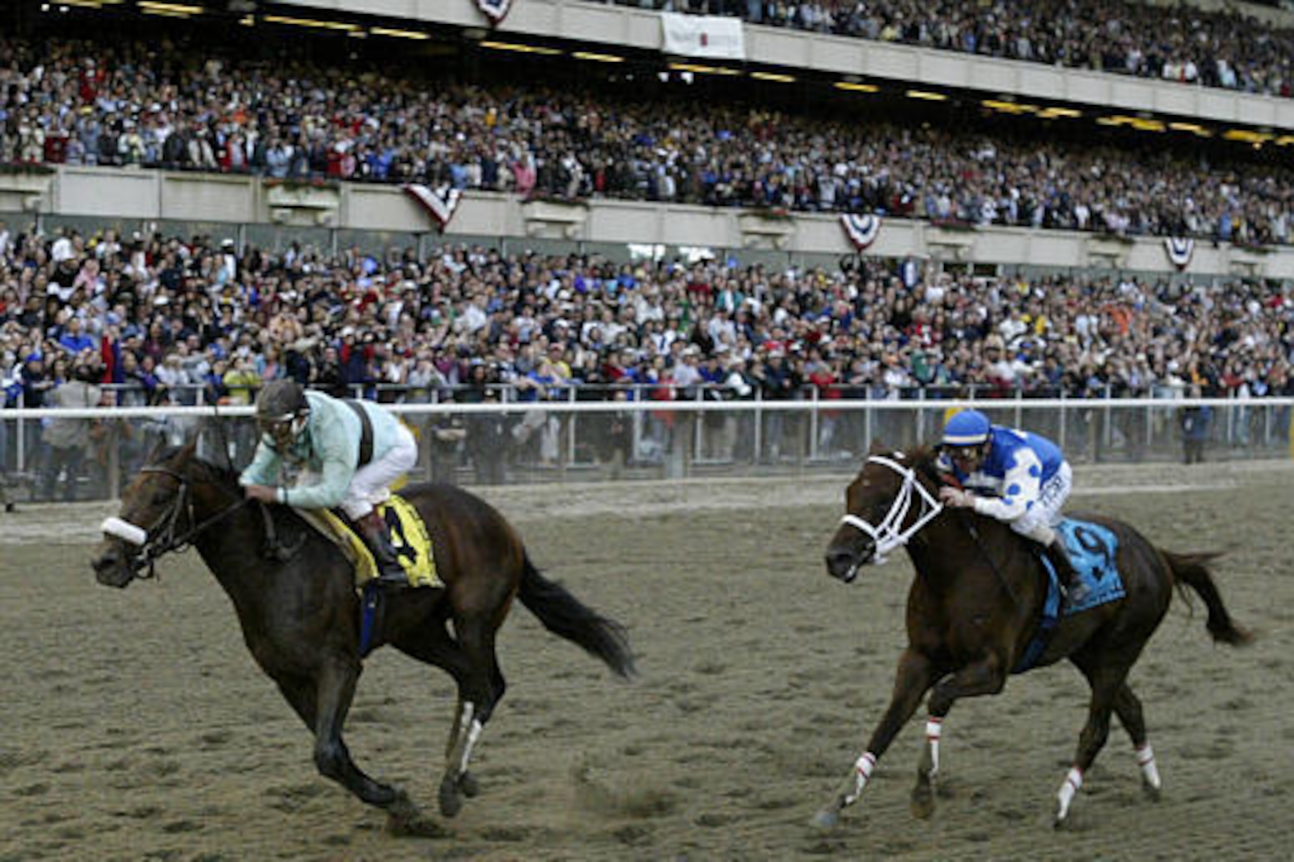 Smarty Jones and jockey Stewart Elliott came up short in 2004.