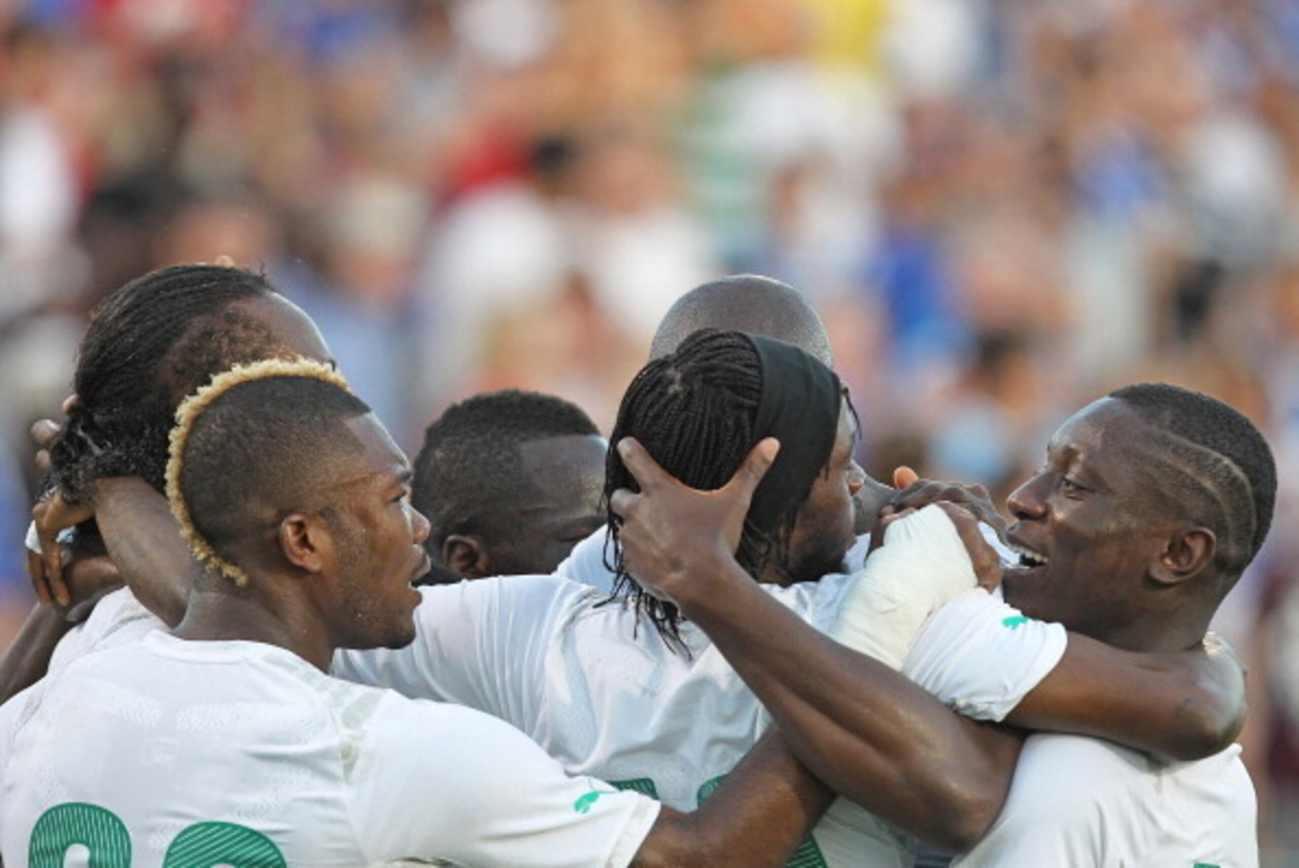 FRISCO, TX - JUNE 04:  Gervais Kouassi Yao #10 of Ivory Coast celebrates with his teammates after scoring during the International friendly match between Ivory Coast and El Salvador at Toyota Stadium on June 4, 2014 in Frisco, Texas.  (Photo by Sarah Glen