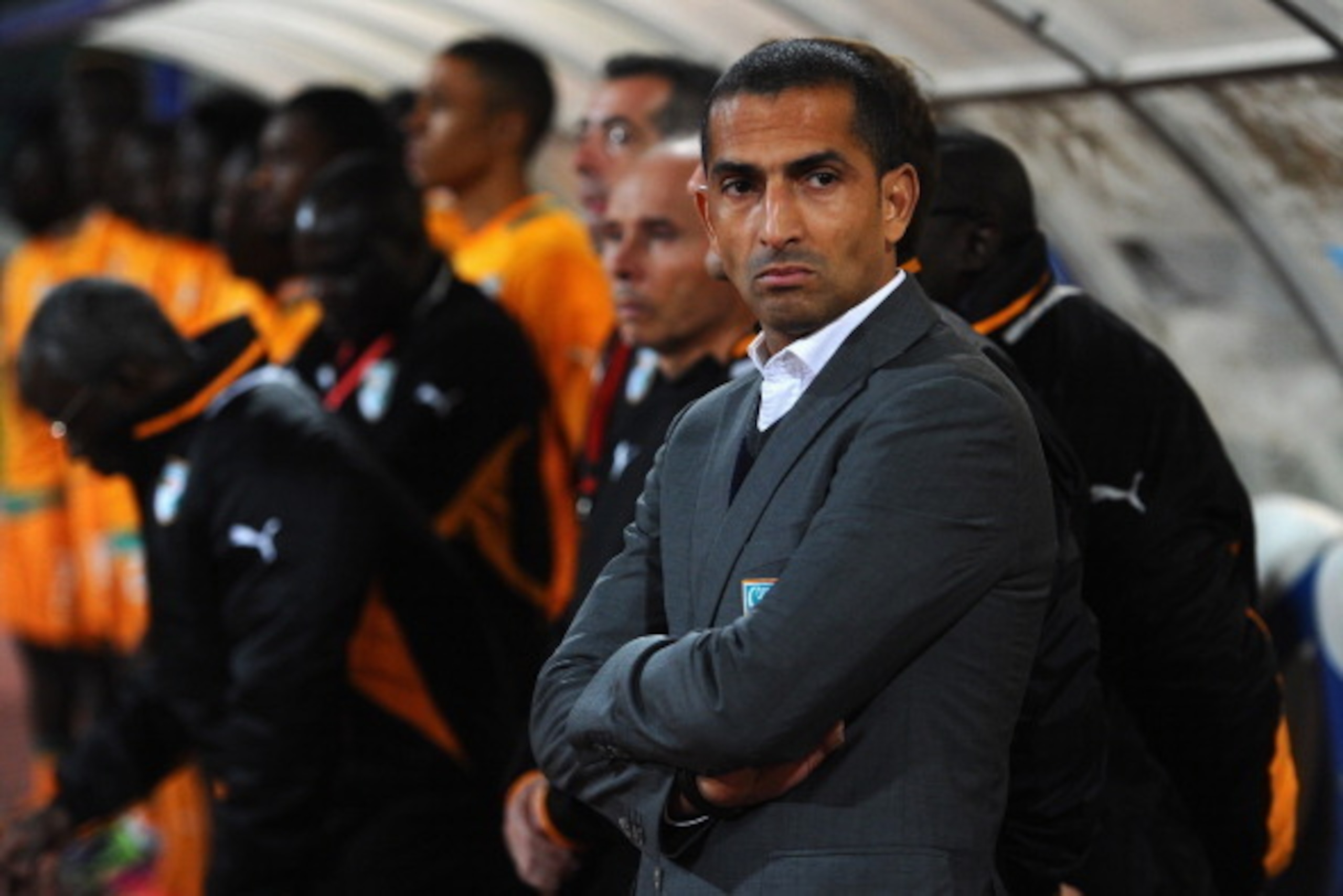 CASABLANCA, MOROCCO - NOVEMBER 16:  Ivory Coast coach Sabri Lamouchi looks on during the FIFA 2014 World Cup Qualifier Play-off Second Leg between Senegal and Ivory Coast at Stade Mohammed V on November 16, 2013 in Casablanca, Morocco.  (Photo by Mike Hew