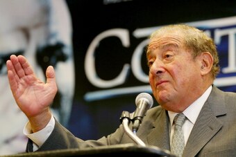 NEW YORK, NY - MARCH 11:  Bob Arum speaks during the Miguel Cotto and Sergio Martinez Press Conference in Chase Square at Madison Square Garden on March 11, 2014 in New York City. Cotto and Martinez will square off at Madison Square Garden on June 7, 2014