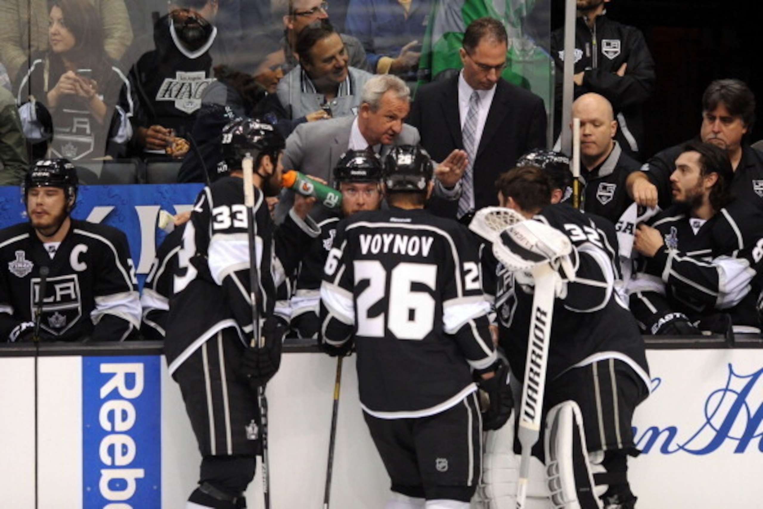 LOS ANGELES, CA - JUNE 4: Darryl Sutter of the Los Angeles Kings directs his team against the New York Rangers in Game One of the 2014 NHL Stanley Cup Final at Staples Center on June 4, 2014 in Los Angeles, California. (Photo by Juan Ocampo/NHLI via Gett LOS ANGELES, CA - JUNE 4: Darryl Sutter of the Los Angeles Kings directs his team against the New York Rangers in Game One of the 2014 NHL Stanley Cup Final at Staples Center on June 4, 2014 in Los Angeles, California. (Photo by Juan Ocampo/NHLI via Gett