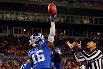 CHARLOTTE, NC - DECEMBER 07:  Safety Jeremy Cash #16 of the Duke Blue Devils celebrates a fumble recovery in the first quarter against the Florida State Seminoles during the ACC Championship game at Bank of America Stadium on December 7, 2013 in Charlotte