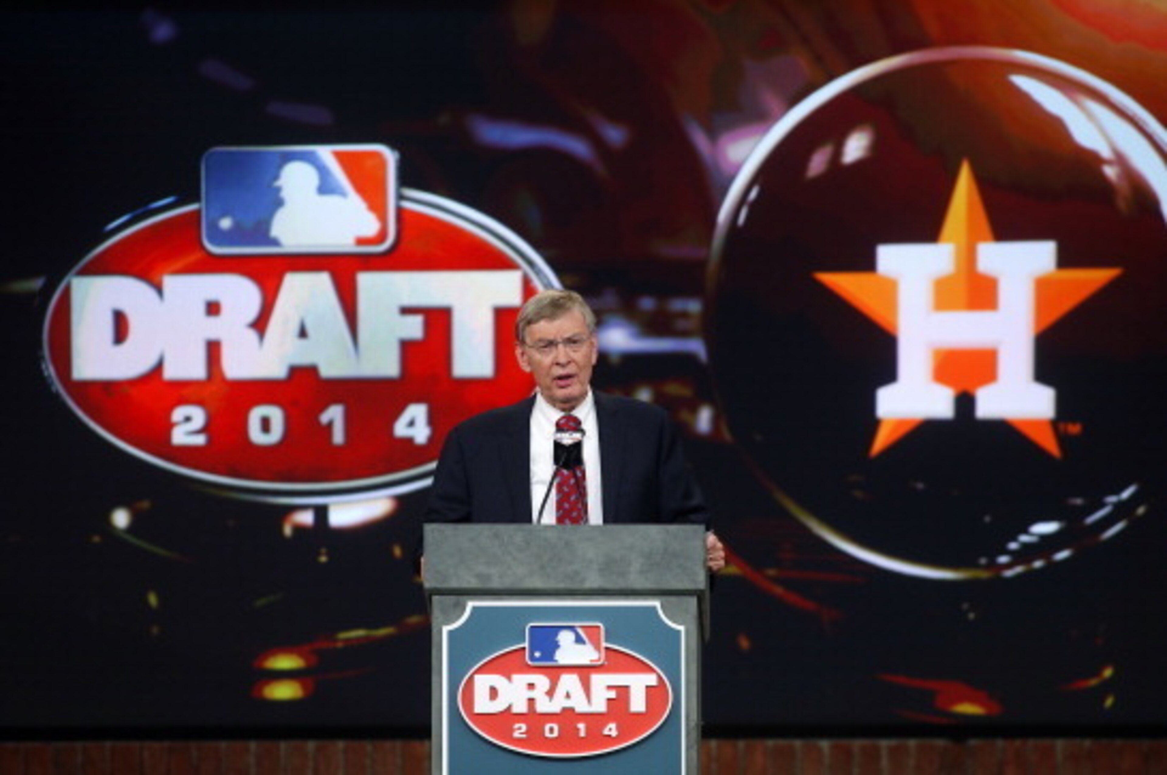 SECAUCUS, NJ - JUNE 5: Commissioner Allan H. Bud Selig announces that the Houston Astros have selected Brady Aiken number one overall during the MLB First-Year Player Draft at the MLB Network Studio on June 5, 2014 in Secacucus, New Jersey. (Photo by Rich
