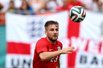 MIAMI GARDENS, FL - JUNE 04:  Luke Shaw in action during the International friendly match between England and Ecuador at Sun Life Stadium on June 4, 2014 in Miami Gardens, Florida.  (Photo by Richard Heathcote/Getty Images)