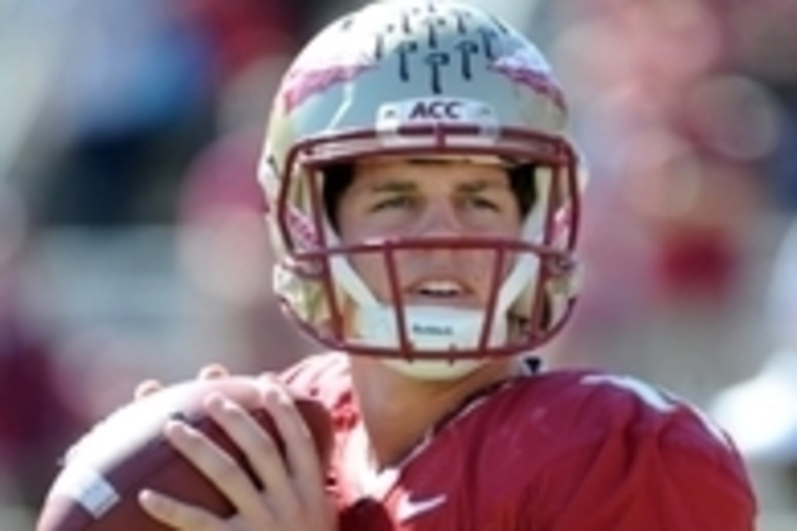 Oct 26, 2013; Tallahassee, FL, USA; Florida State Seminoles quarterback Jacob Coker (14) warms up before the start of the game against the North Carolina State Wolfpack at Doak Campbell Stadium. Mandatory Credit: Melina Vastola-USA TODAY Sports