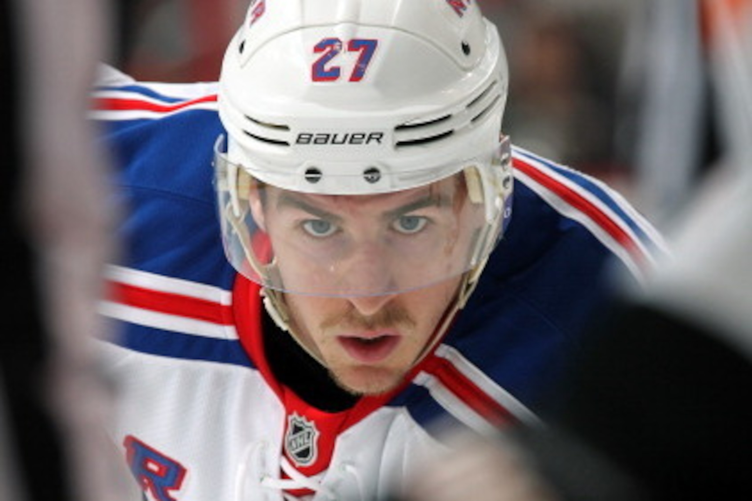 PHILADELPHIA, PA - APRIL 25:  Ryan McDonagh #27 of the New York Rangers looks on against the Philadelphia Flyers in Game Four of the First Round of the 2014 Stanley Cup Playoffs at the Wells Fargo Center on April 25, 2014 in Philadelphia, Pennsylvania.  (