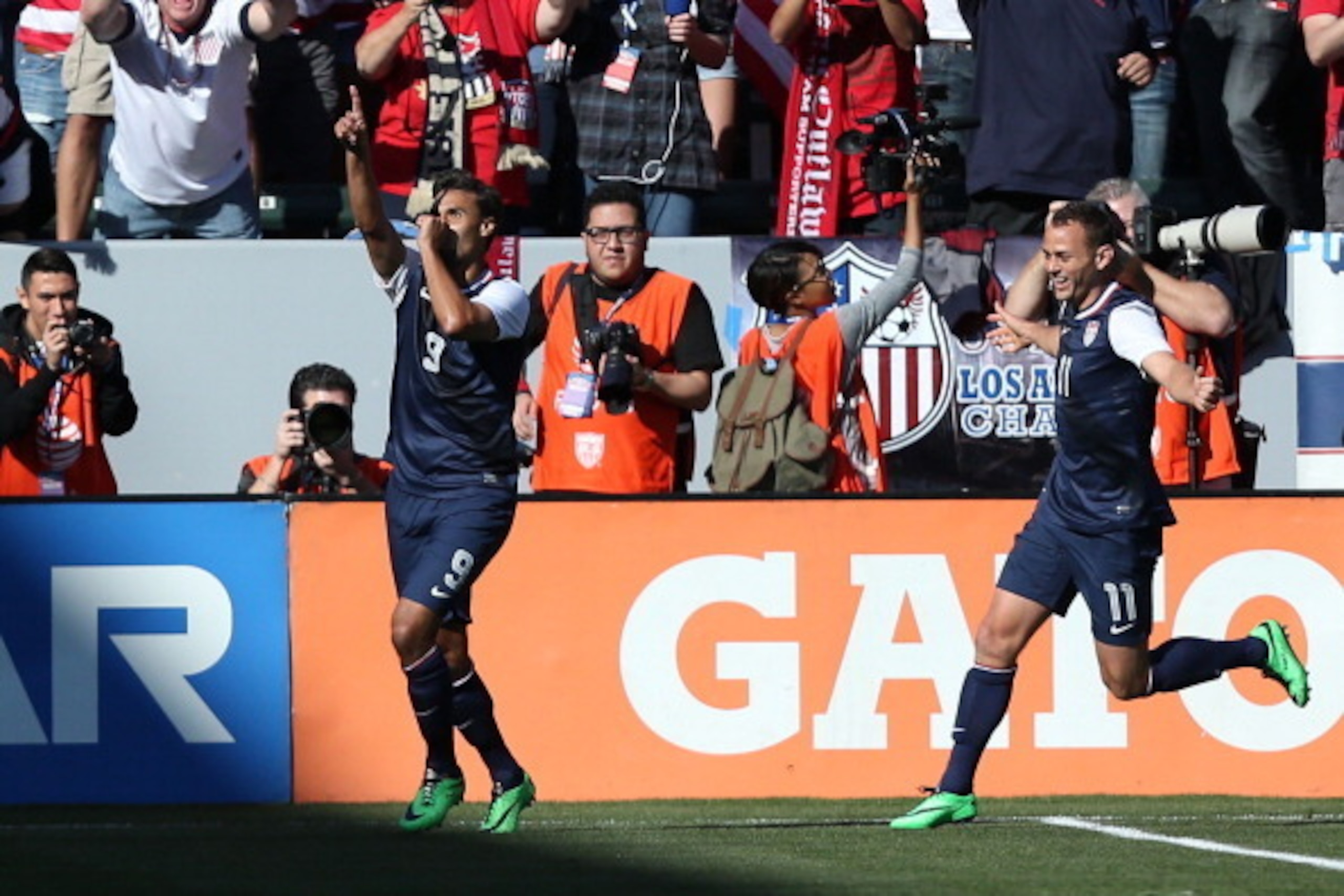 LOS ANGELES, CA - FEBRUARY 01: Chris Wondolowski #9 and Brad Davis #11 of the USA celebrate Wondolowski's goal in the fourth minute of the first half during their international friendly match against the Korea Republic at StubHub Center on February 1, 20 LOS ANGELES, CA - FEBRUARY 01: Chris Wondolowski #9 and Brad Davis #11 of the USA celebrate Wondolowski's goal in the fourth minute of the first half during their international friendly match against the Korea Republic at StubHub Center on February 1, 20