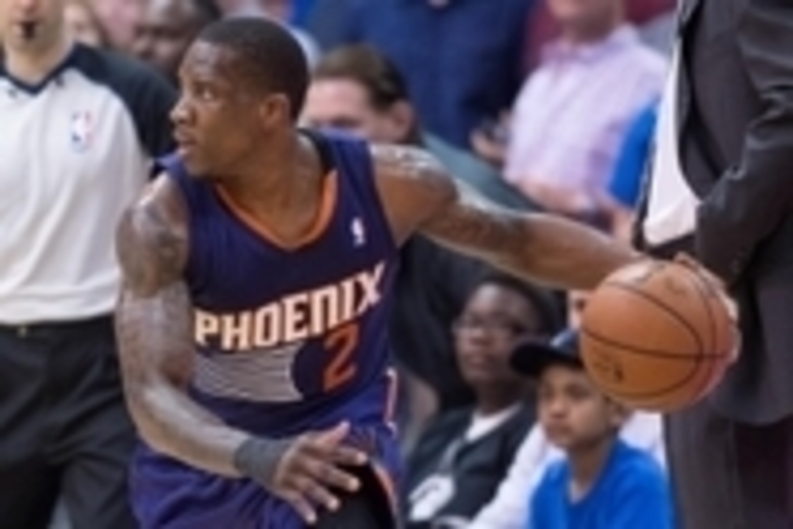 Apr 12, 2014; Dallas, TX, USA; Phoenix Suns guard Eric Bledsoe (2) during the game against the Dallas Mavericks at the American Airlines Center. The Mavericks defeated the Suns 101-98. Mandatory Credit: Jerome Miron-USA TODAY Sports