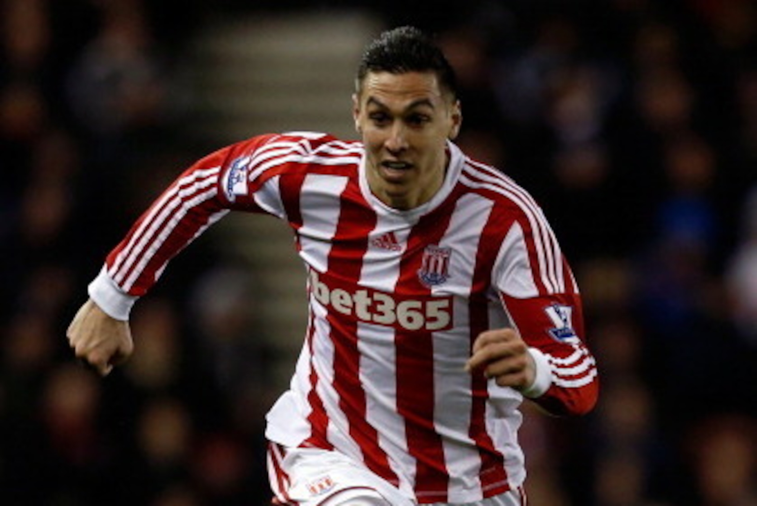 STOKE-ON-TRENT, ENGLAND - DECEMBER 15: Geoff Cameron of Stoke City during the Barclays Premier League match between Stoke City and Everton at the Britannia Stadium on December 15, 2012, in Stoke-on-Trent, England. (Photo by Paul Thomas/Getty Images)