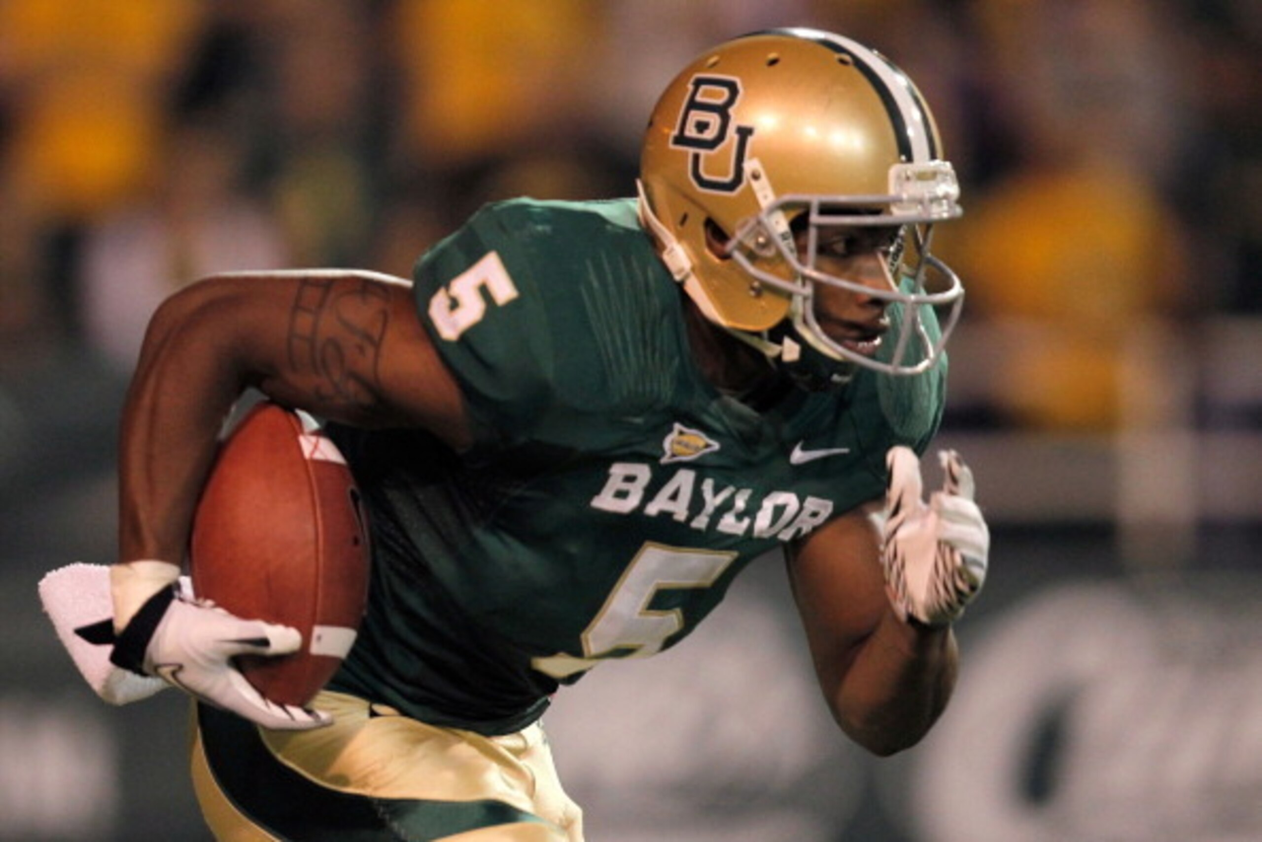 WACO, TX - NOVEMBER 19: Antwan Goodley #5 of the Baylor Bears runs during a game against the Oklahoma Sooners at Floyd Casey Stadium on November 19, 2011 in Waco, Texas.  (Photo by Sarah Glenn/Getty Images)